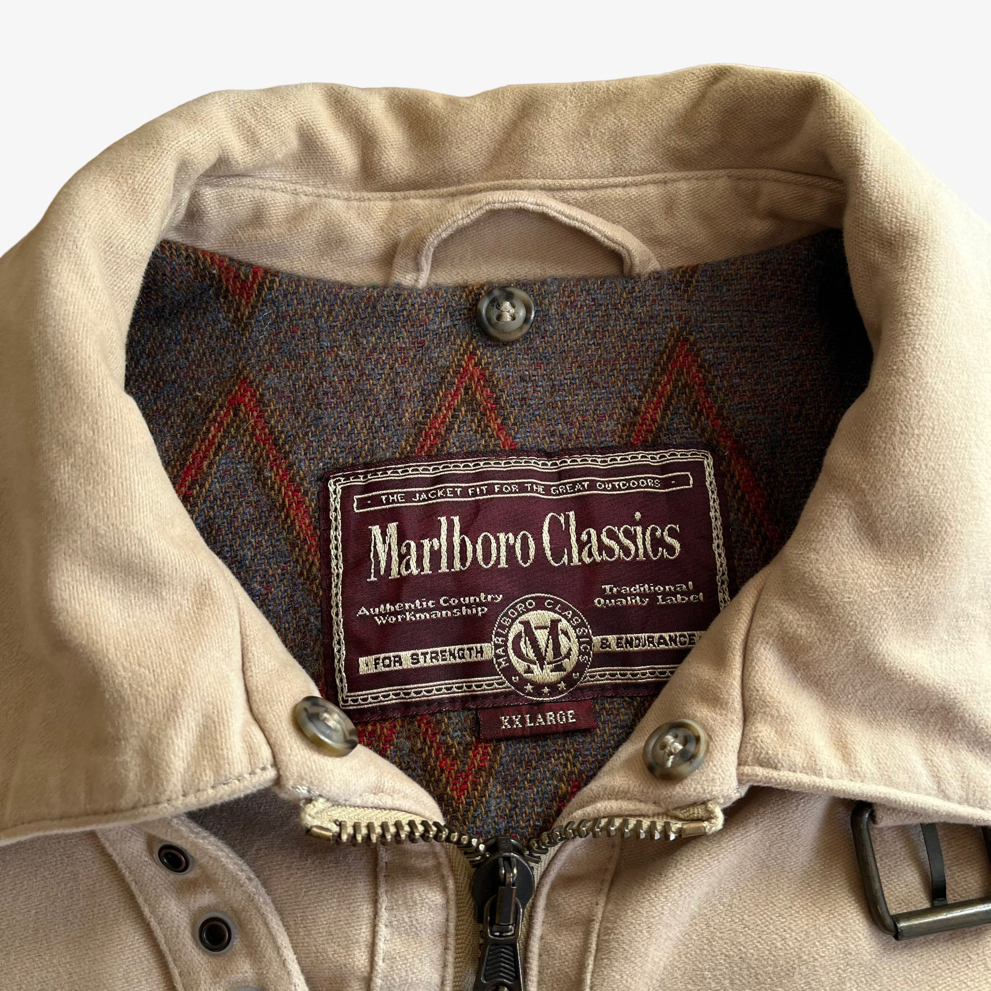 Vintage 90s Marlboro Classics Strength And Endurance Jacket Label - Casspios Dream