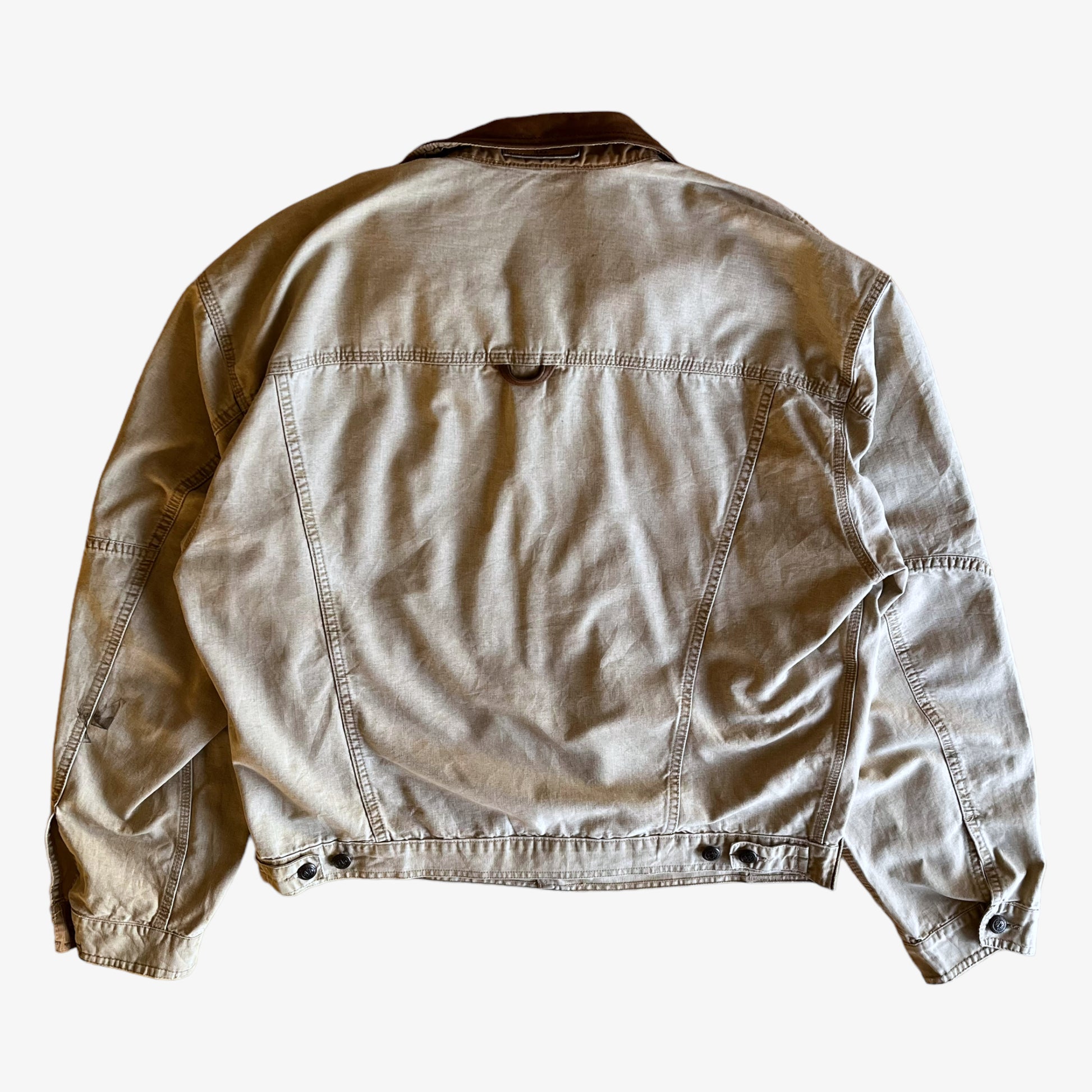 Vintage 90s Marlboro Classics Trucker Jacket With Leather Collar Back - Casspios Dream