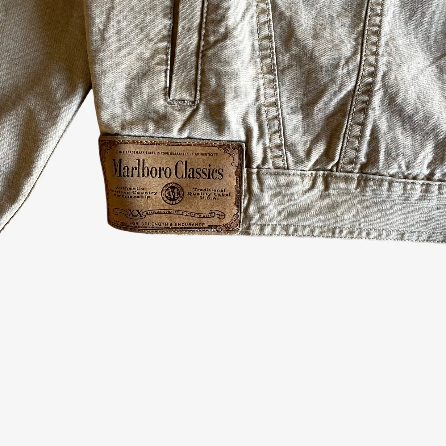 Vintage 90s Marlboro Classics Trucker Jacket With Leather Collar Tag - Casspios Dream