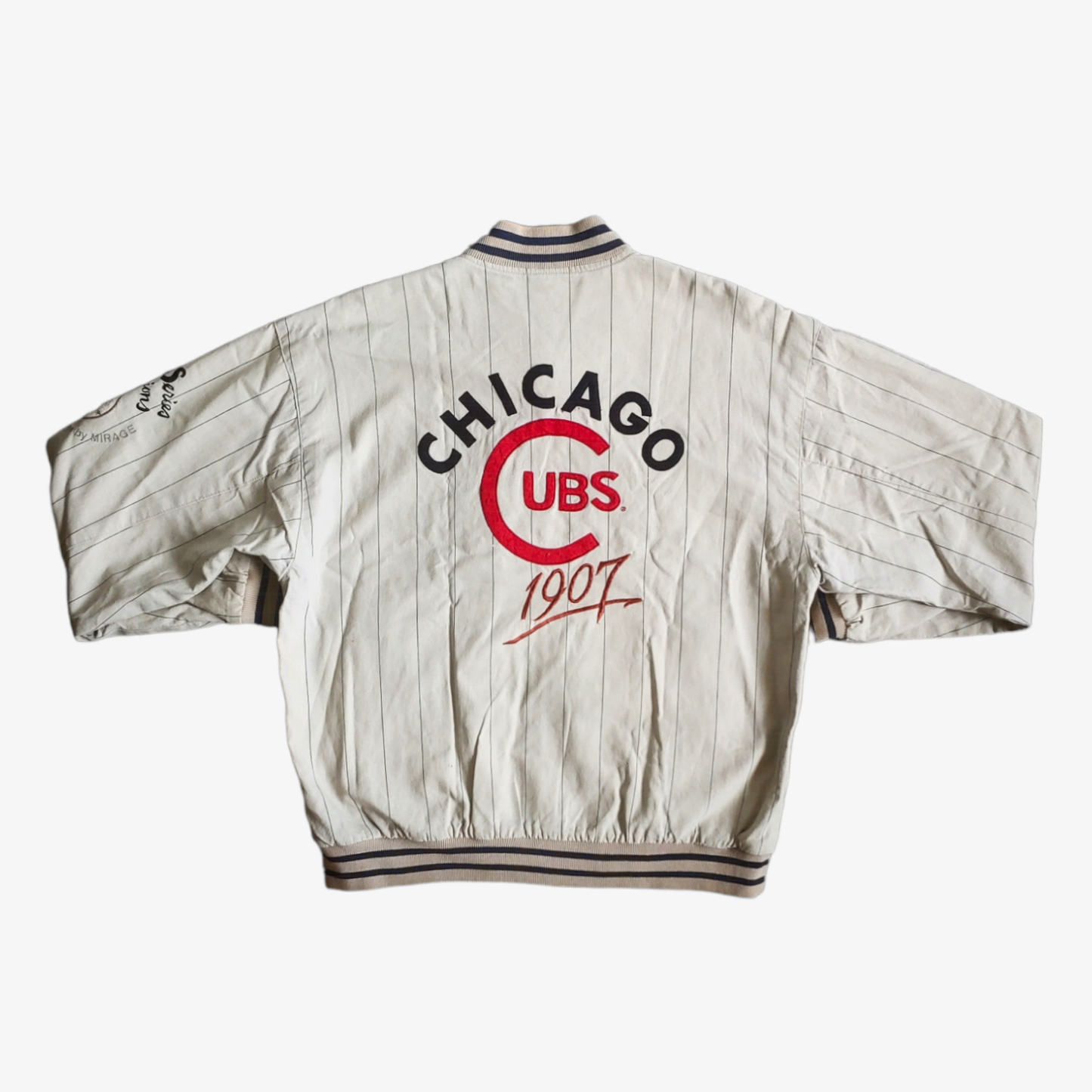 Vintage 90s Mirage First String MLB Chicago Cubs Reversible Baseball Jacket Back - Casspios Dream