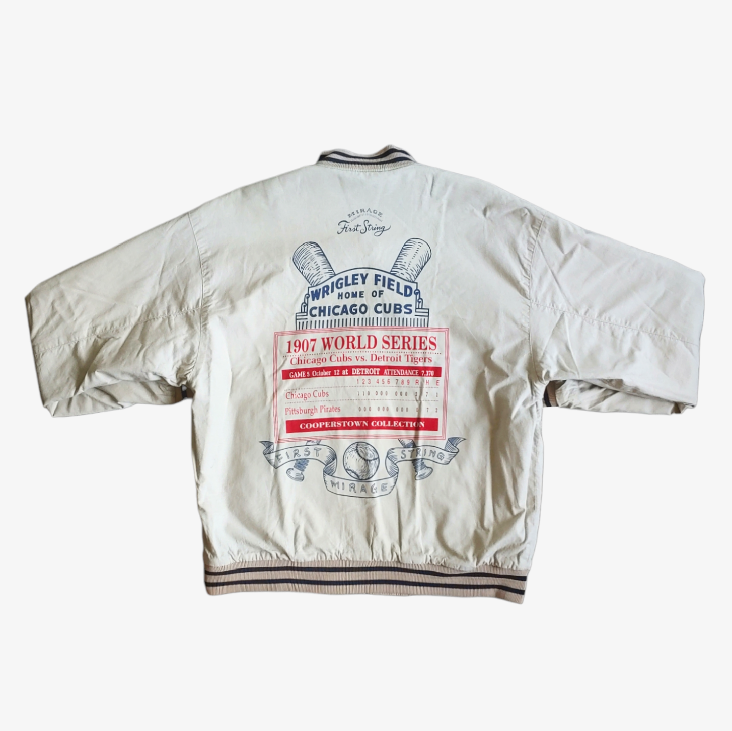 Vintage 90s Mirage First String MLB Chicago Cubs Reversible Baseball Jacket Otherside Back - Casspios Dream