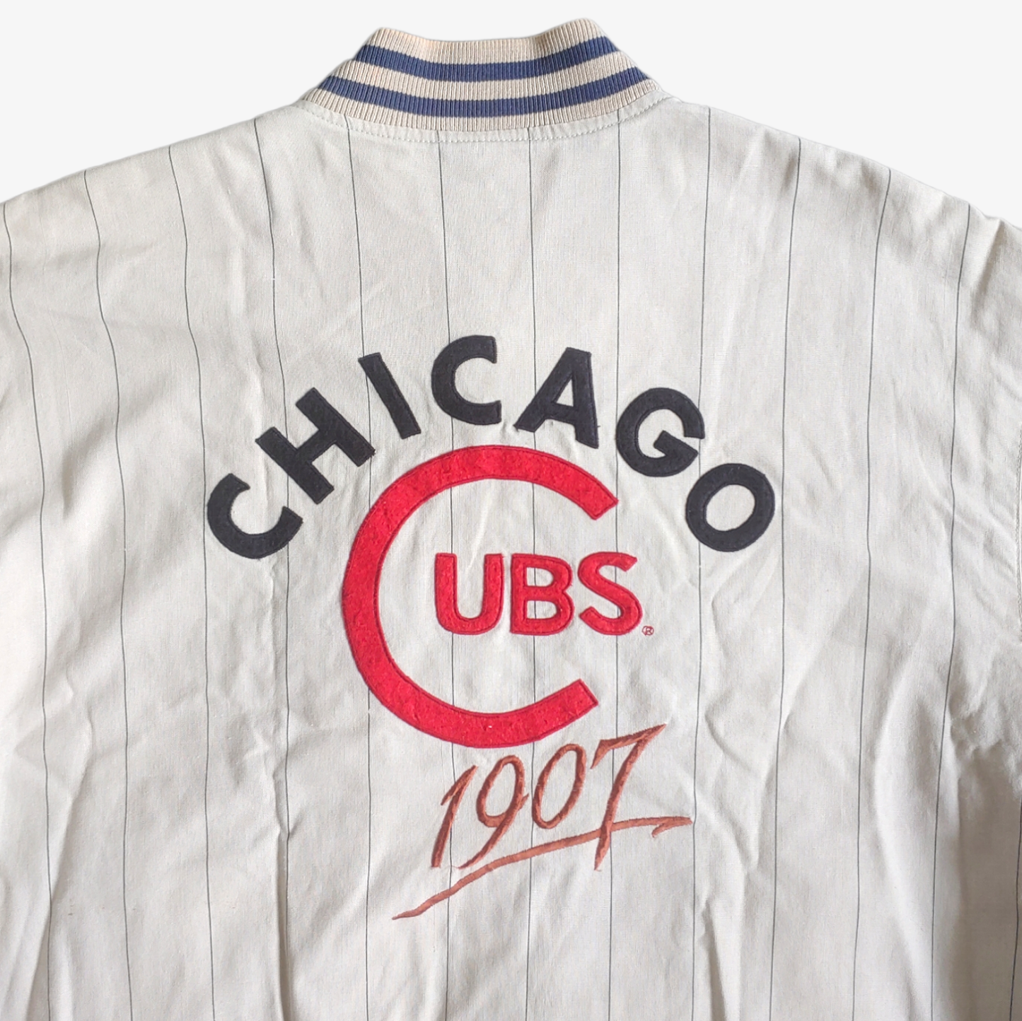 Vintage 90s Mirage First String MLB Chicago Cubs Reversible Baseball Jacket Spell Out - Casspios Dream