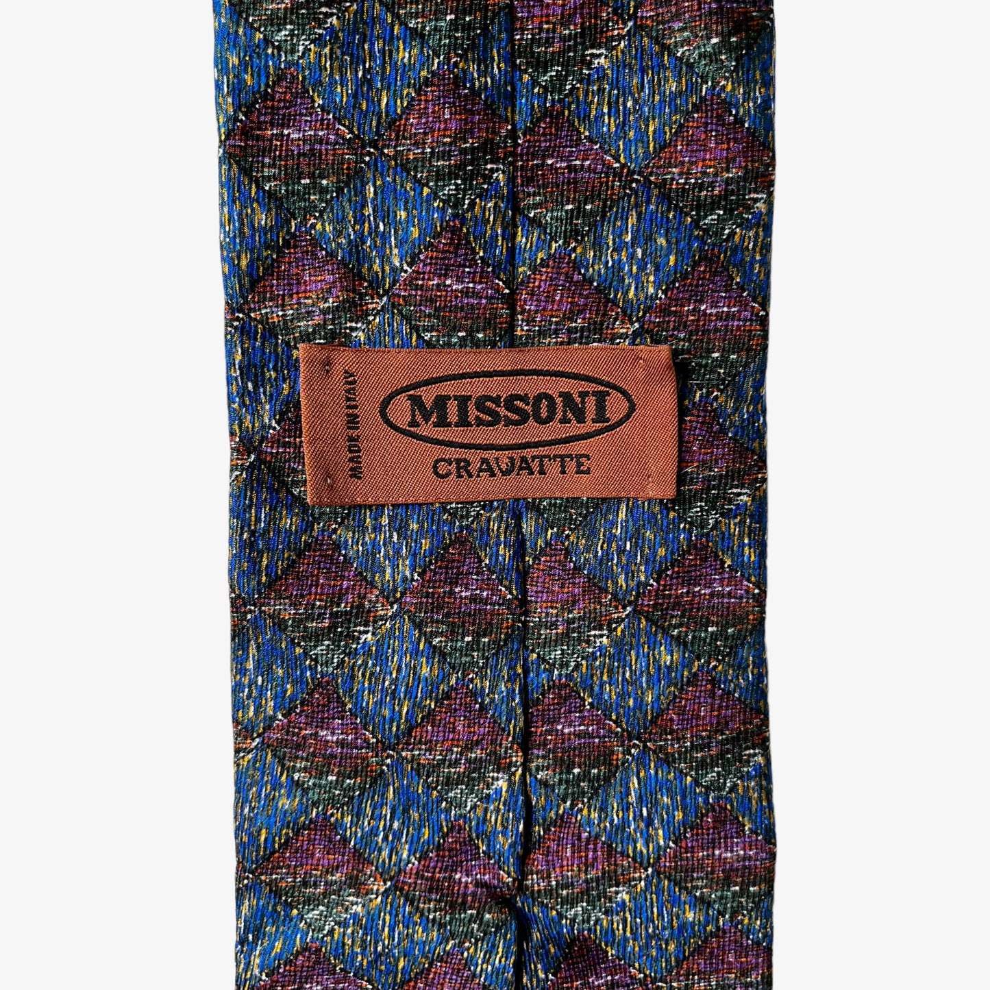Vintage 90s Missoni Abstract Check Silk Tie Cravatte Label - Casspios Dream