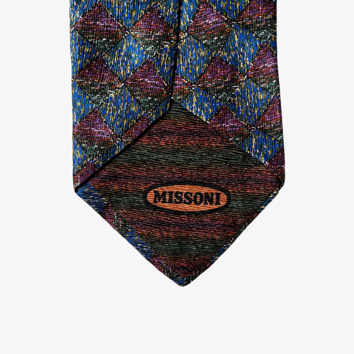 Vintage 90s Missoni Abstract Check Silk Tie Cravatte Logo - Casspios Dream