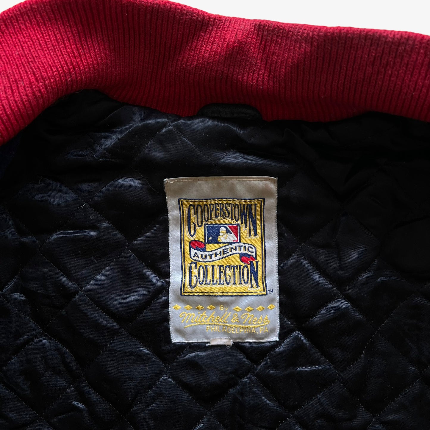 Vintage 90s Mitchell Ness New York Giants NFL 1932 Cooperstown Collection Varsity Jacket Label - Casspios Dream
