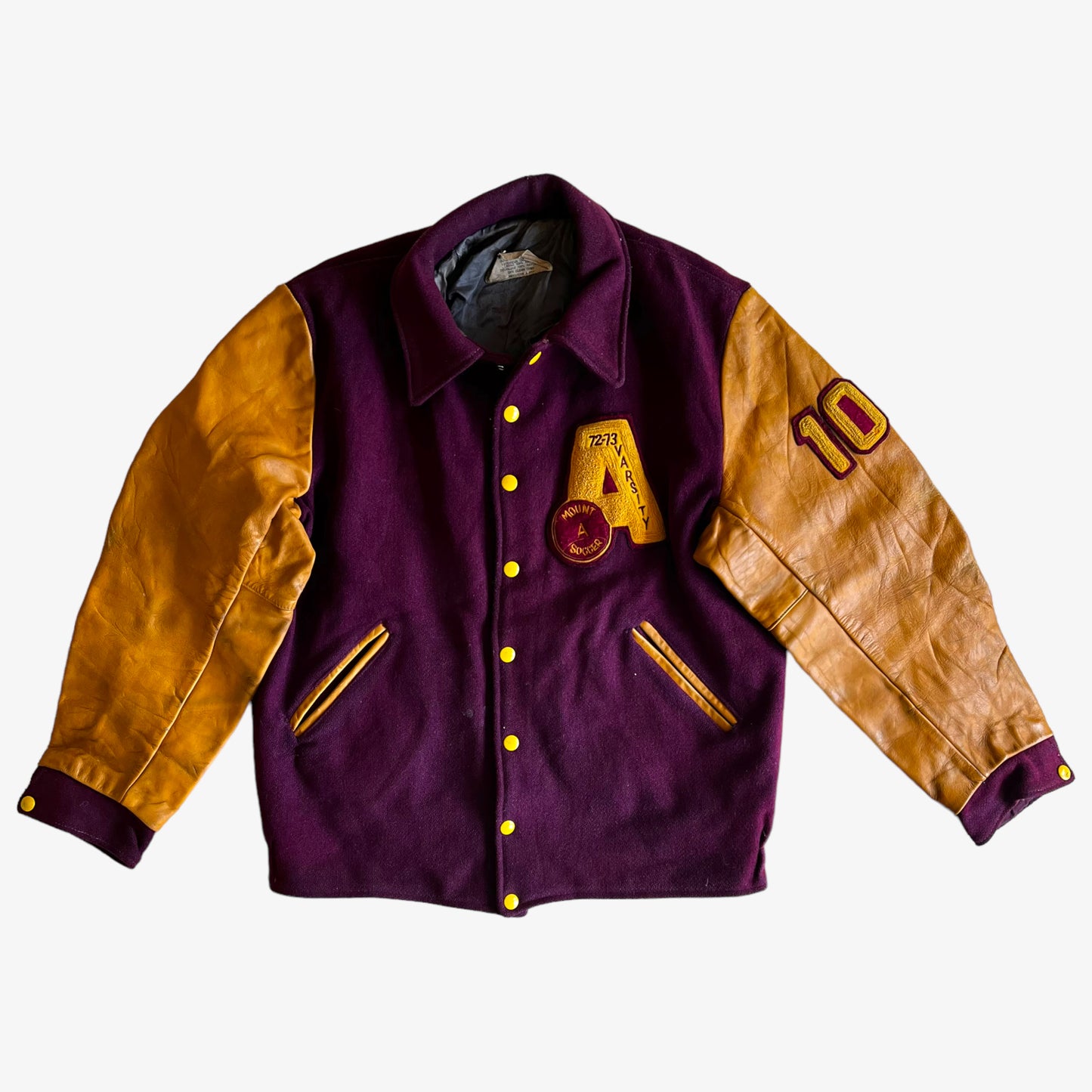 Vintage 90s Mount A Soccer Team Leather Varsity Jacket - Casspios Dream