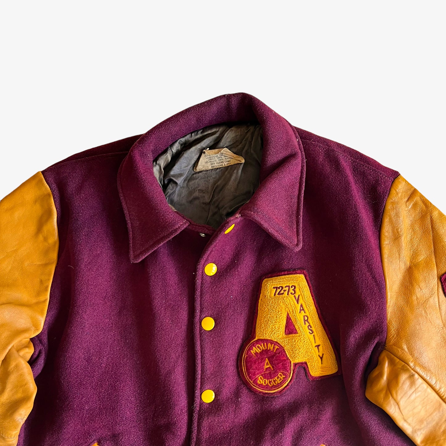 Vintage 90s Mount A Soccer Team Leather Varsity Jacket Logo - Casspios Dream