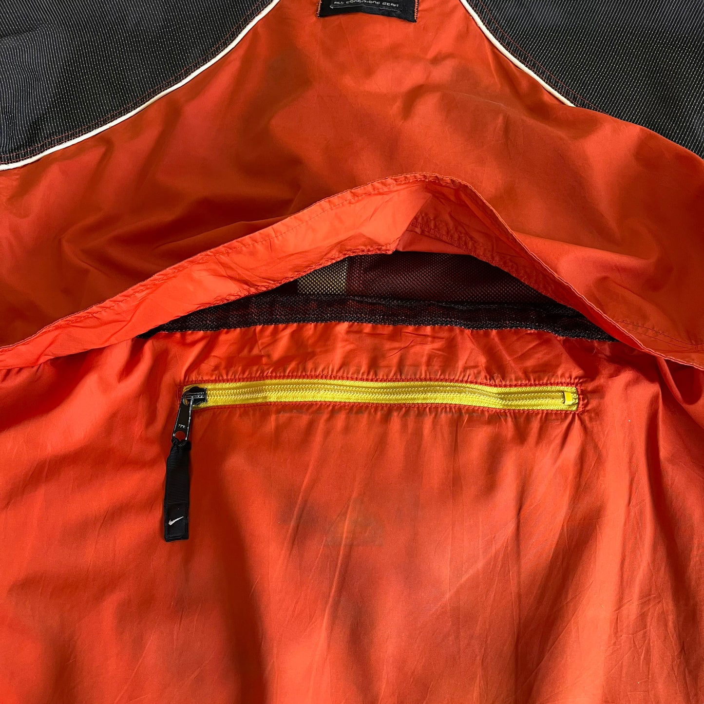 Vintage 90s Nike ACG Orange Utility Jacket With Back Foldable Pouch Back Zip - Casspios Dream