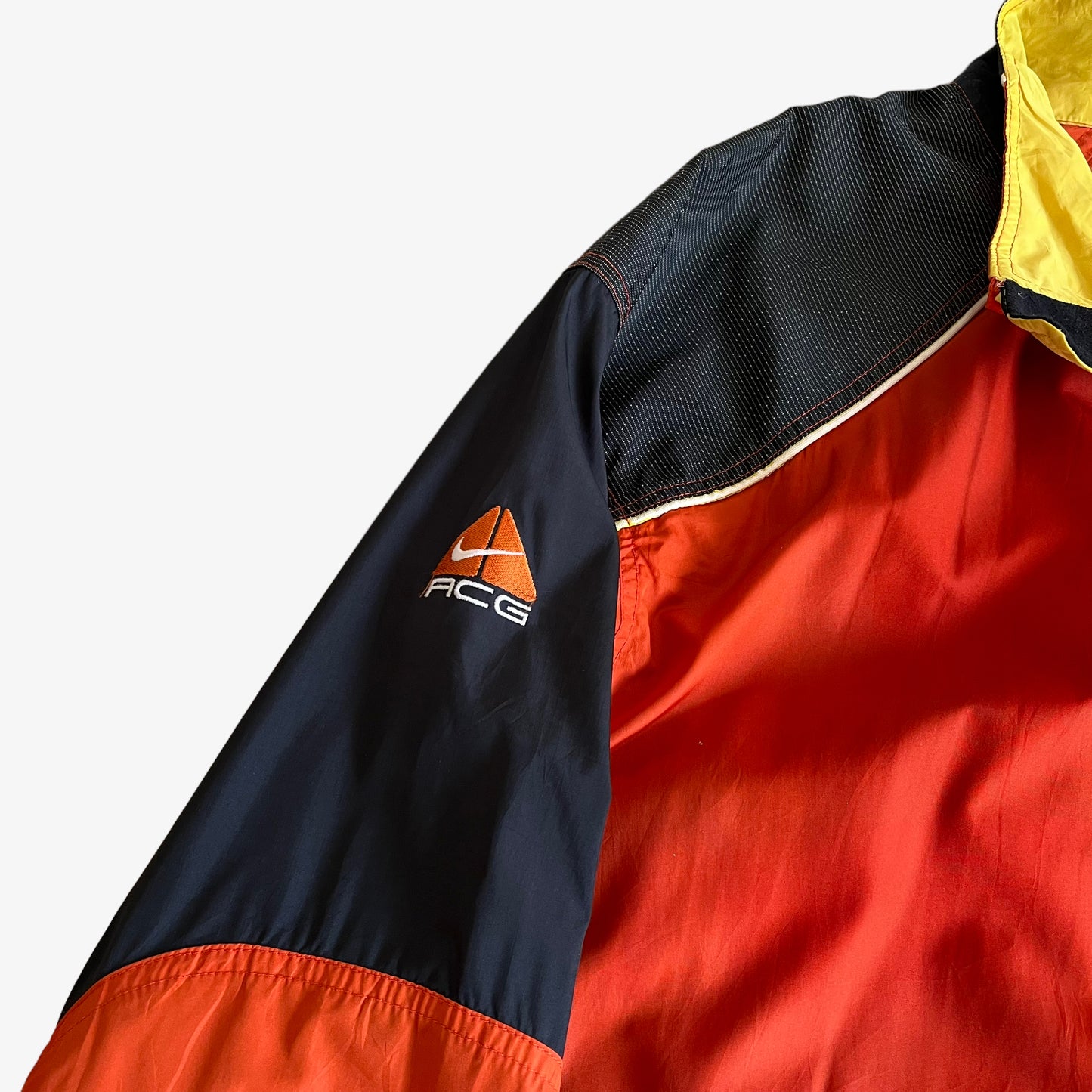 Vintage 90s Nike ACG Orange Utility Jacket With Back Foldable Pouch Badge - Casspios Dream