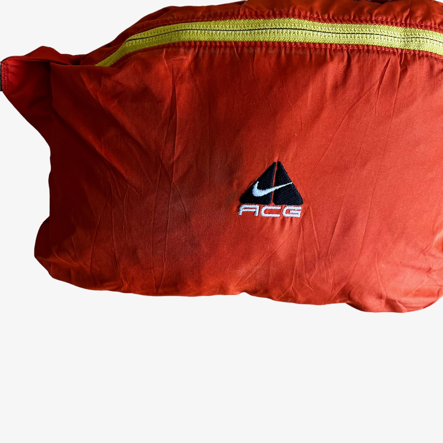 Vintage 90s Nike ACG Orange Utility Jacket With Back Foldable Pouch Bag Logo - Casspios Dream