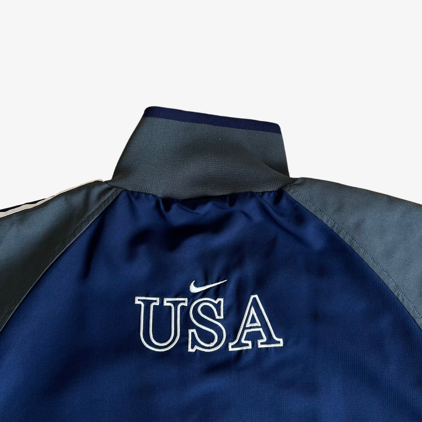 Vintage 90s Nike USA Olympic Team Track Jacket Windbreaker Back Logo - Casspios Dream