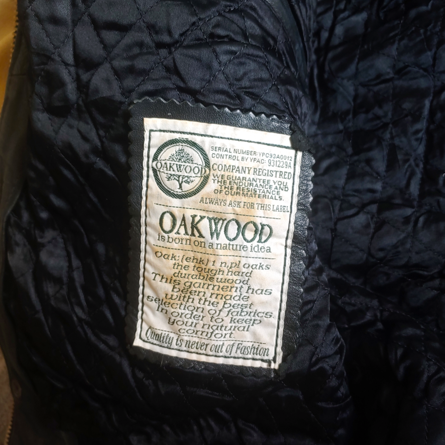 Vintage 90s Oakwood Flying Bikers Leather Biker Jacket Tag - Casspios Dream