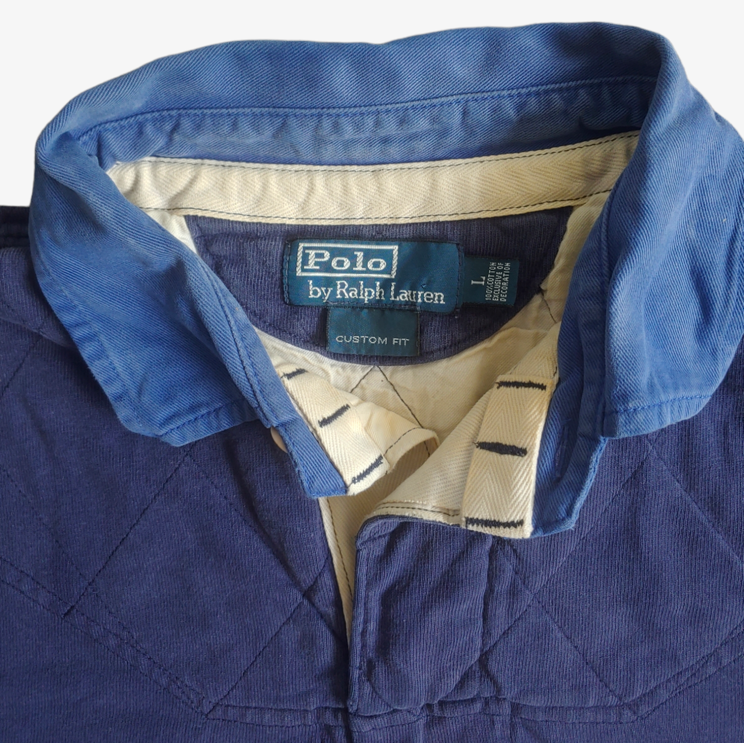 Vintage 90s Polo Ralph Lauren Blue Long Sleeve Rugby Shirt Label - Casspios Dream