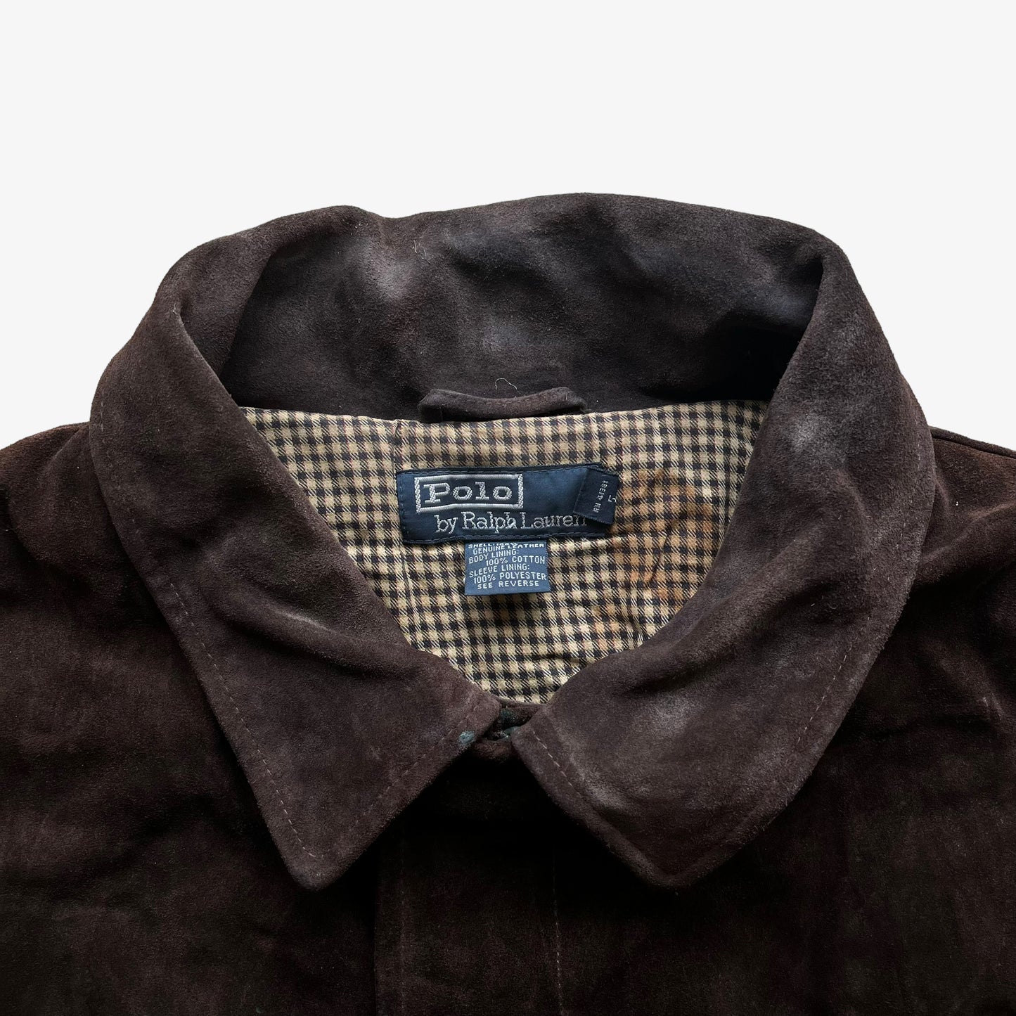 Vintage 90s Polo Ralph Lauren Brown Leather Jacket Label - Casspios Dream
