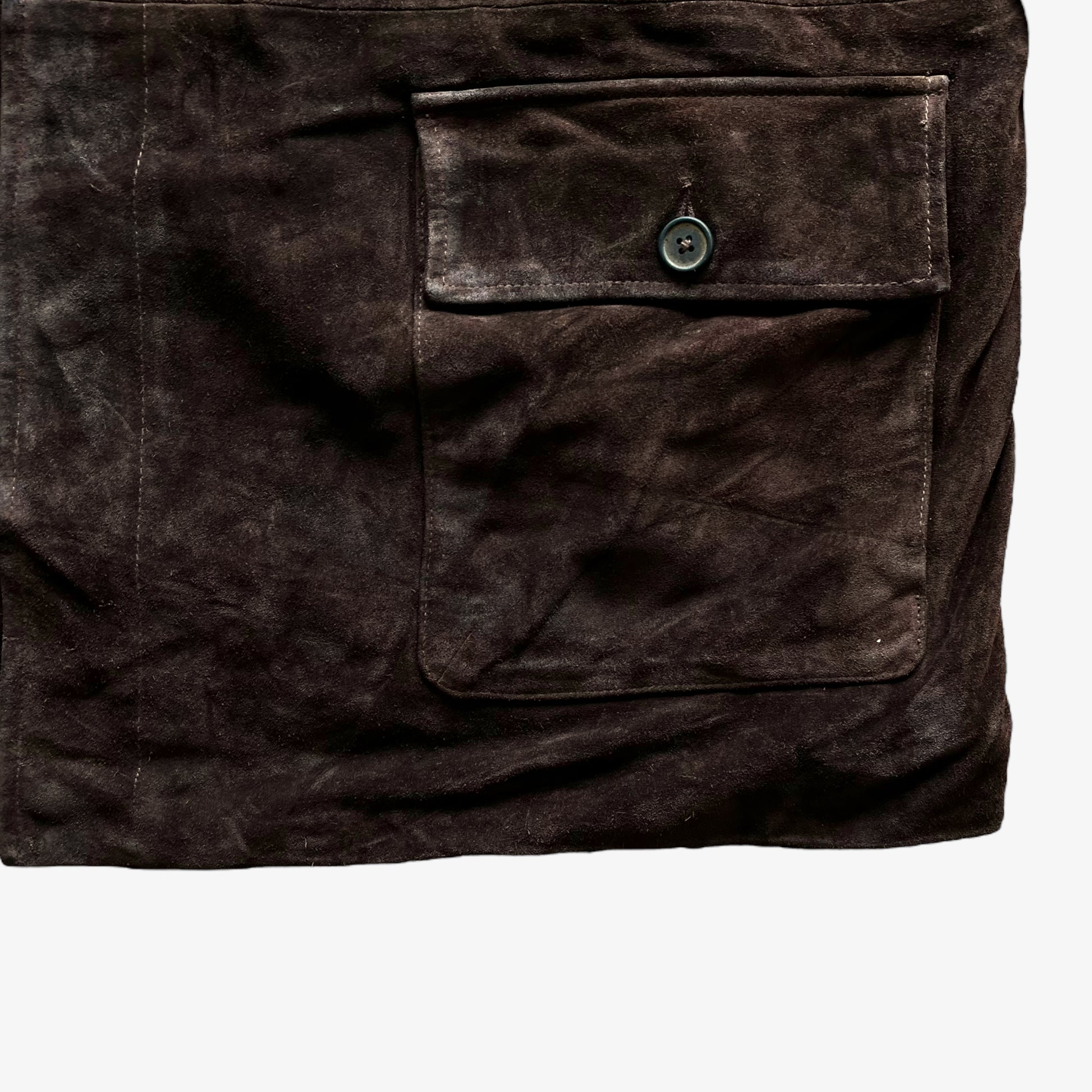 Vintage 90s Polo Ralph Lauren Brown Leather Jacket Pocket - Casspios Dream