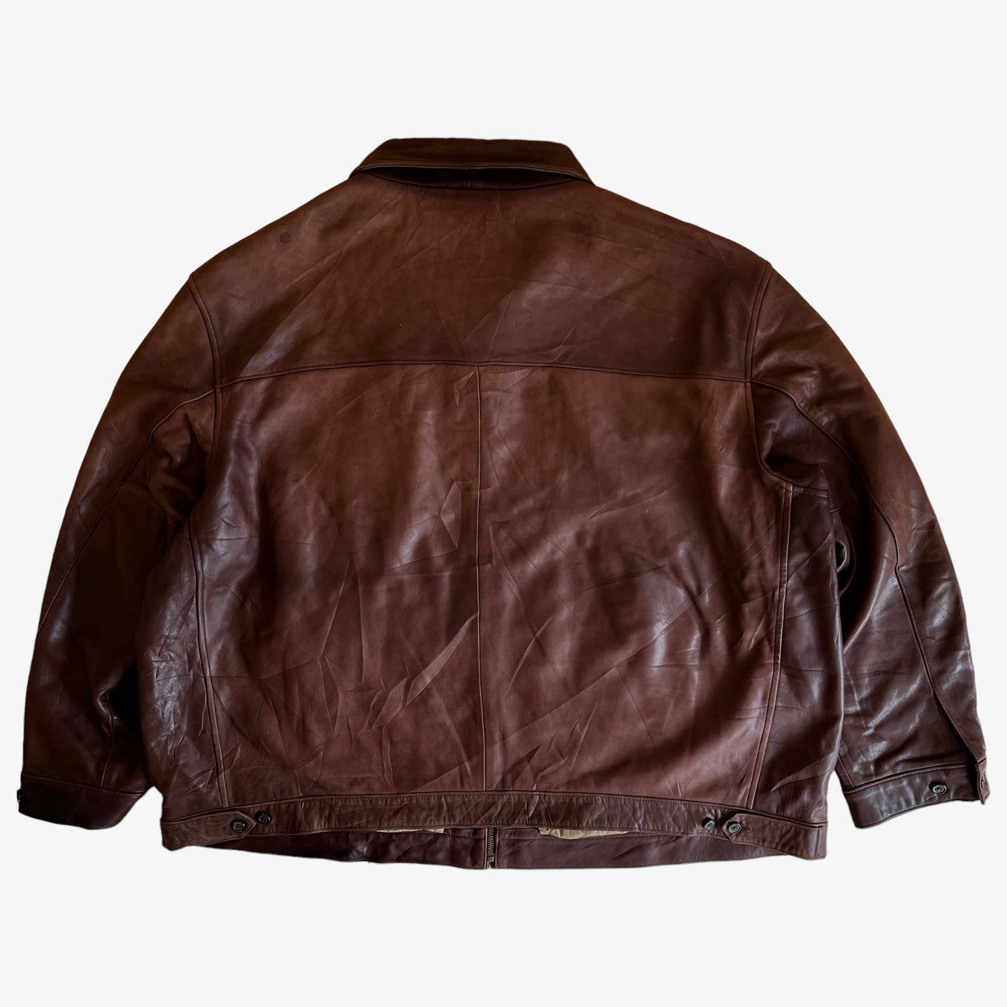 Vintage 90s Polo Ralph Lauren Burgundy Soft Leather Jacket Back - Casspios Dream