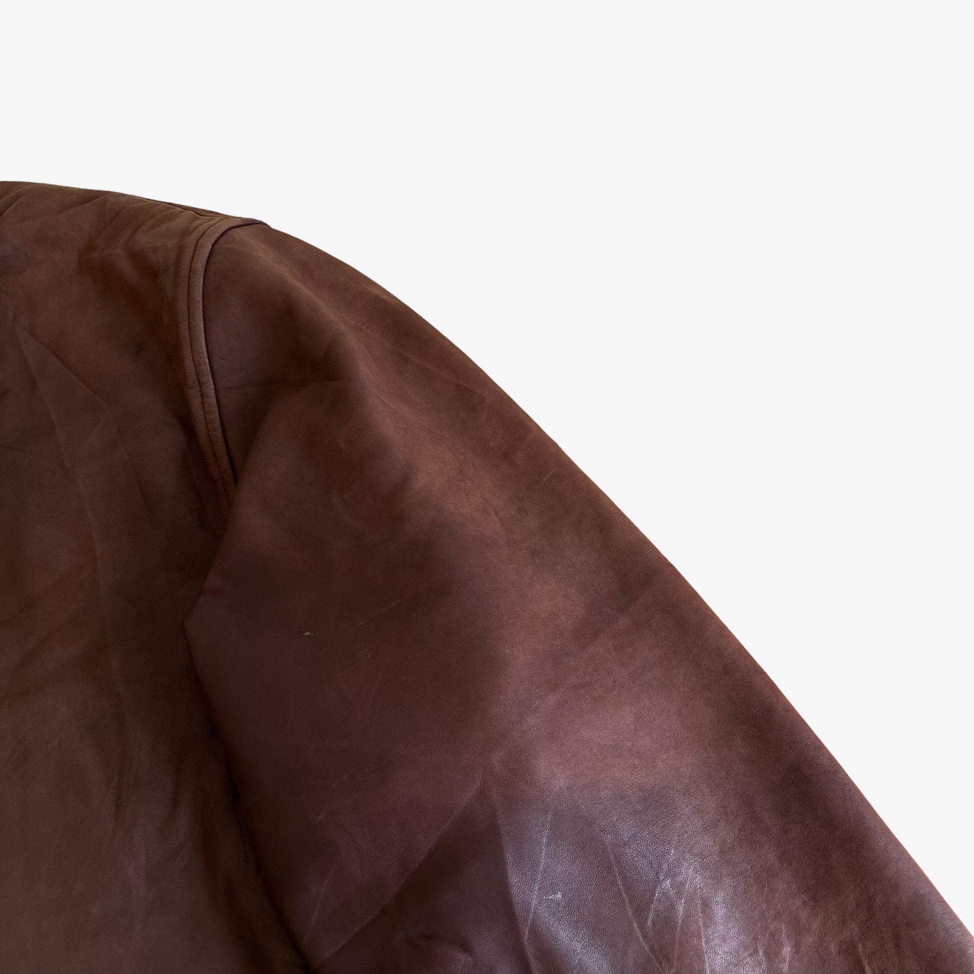 Vintage 90s Polo Ralph Lauren Burgundy Soft Leather Jacket Shoulder Wear - Casspios Dream
