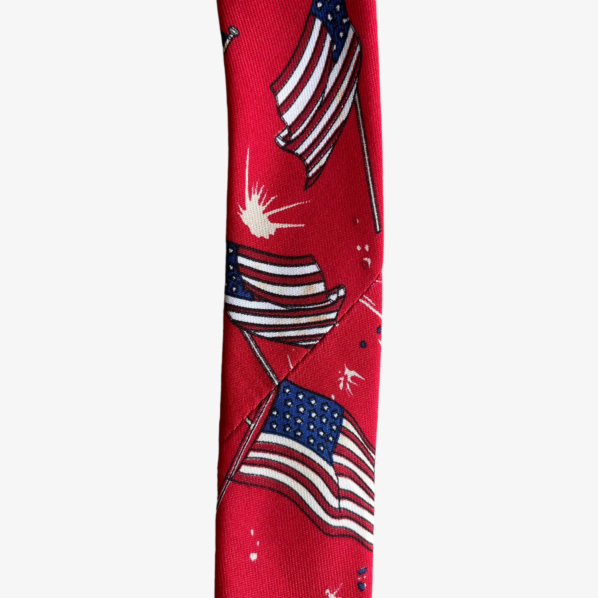 Vintage 90s Polo Ralph Lauren USA American Flag Print Silk Tie Wear - Casspios Dream