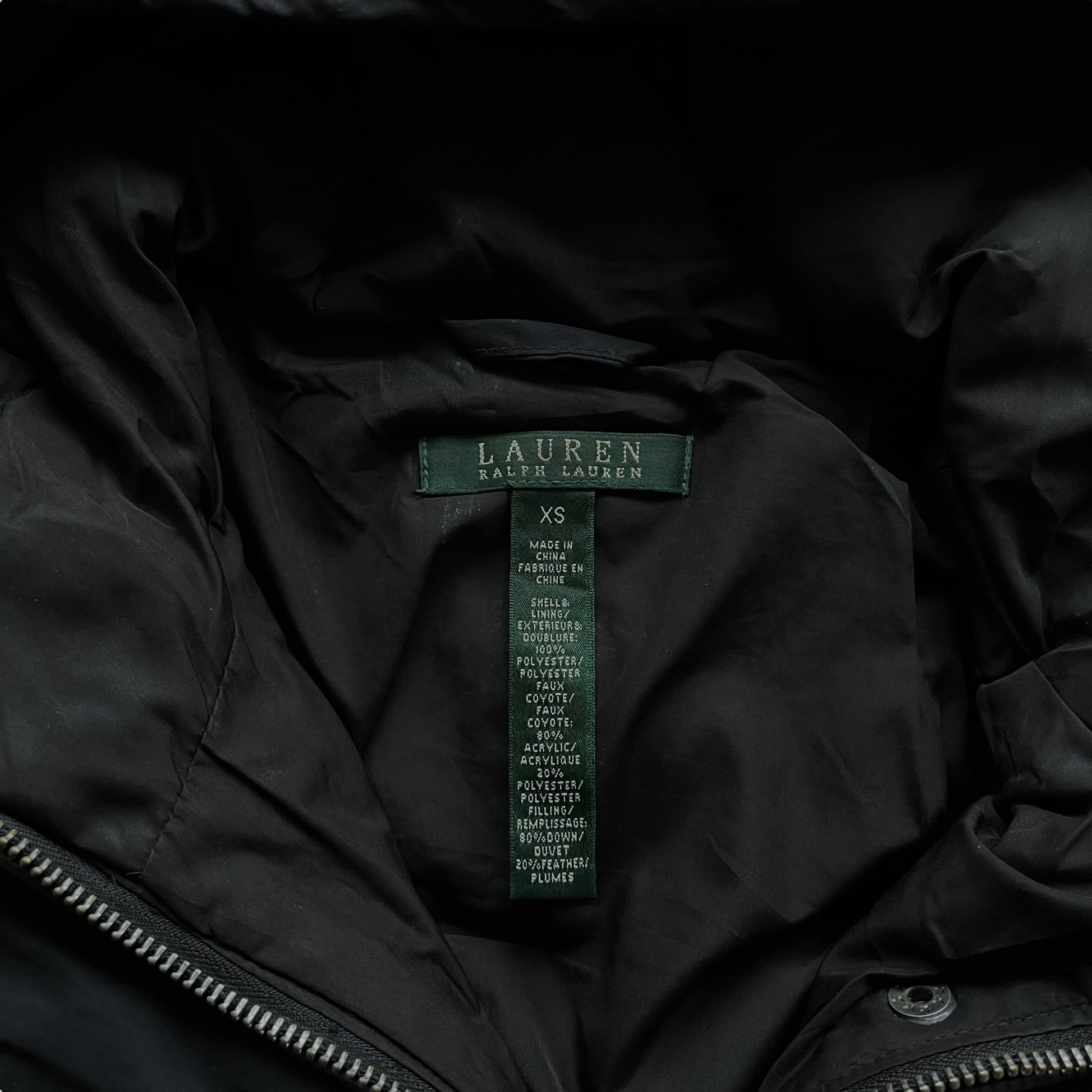 Vintage 90s Ralph Lauren Black Puffer Jacket With Original Belt Label - Casspios Dream