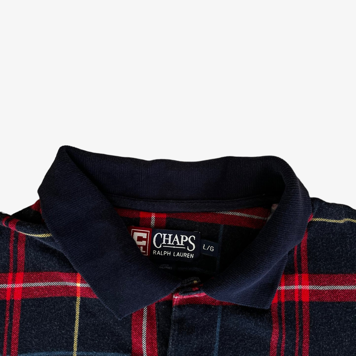 Vintage 90s Ralph Lauren Chaps Tartan Check Polo Shirt Label - Casspios Dream