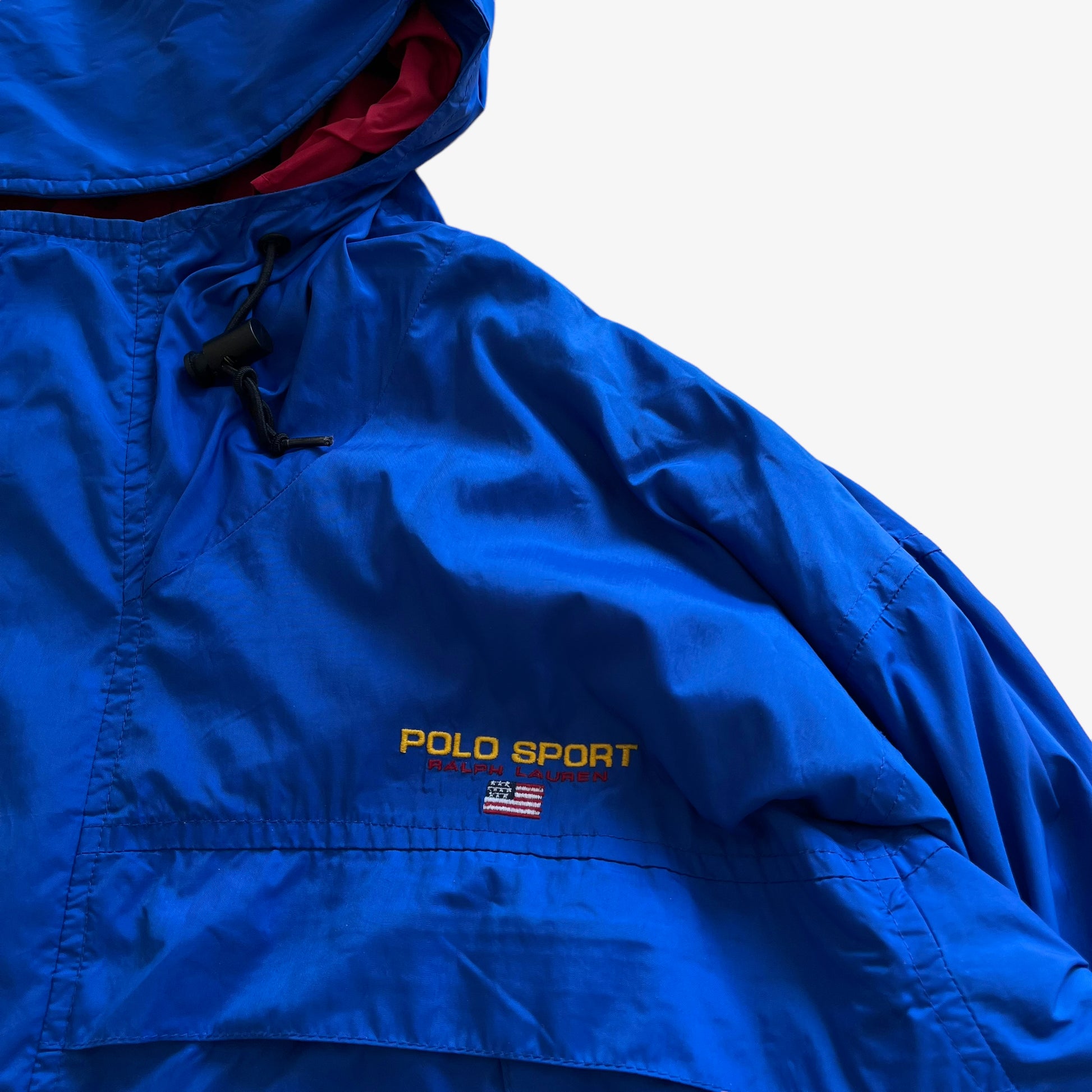 Vintage 90s Ralph Lauren Polo Sport Blue Utility Jacket Logo - Casspios Dream