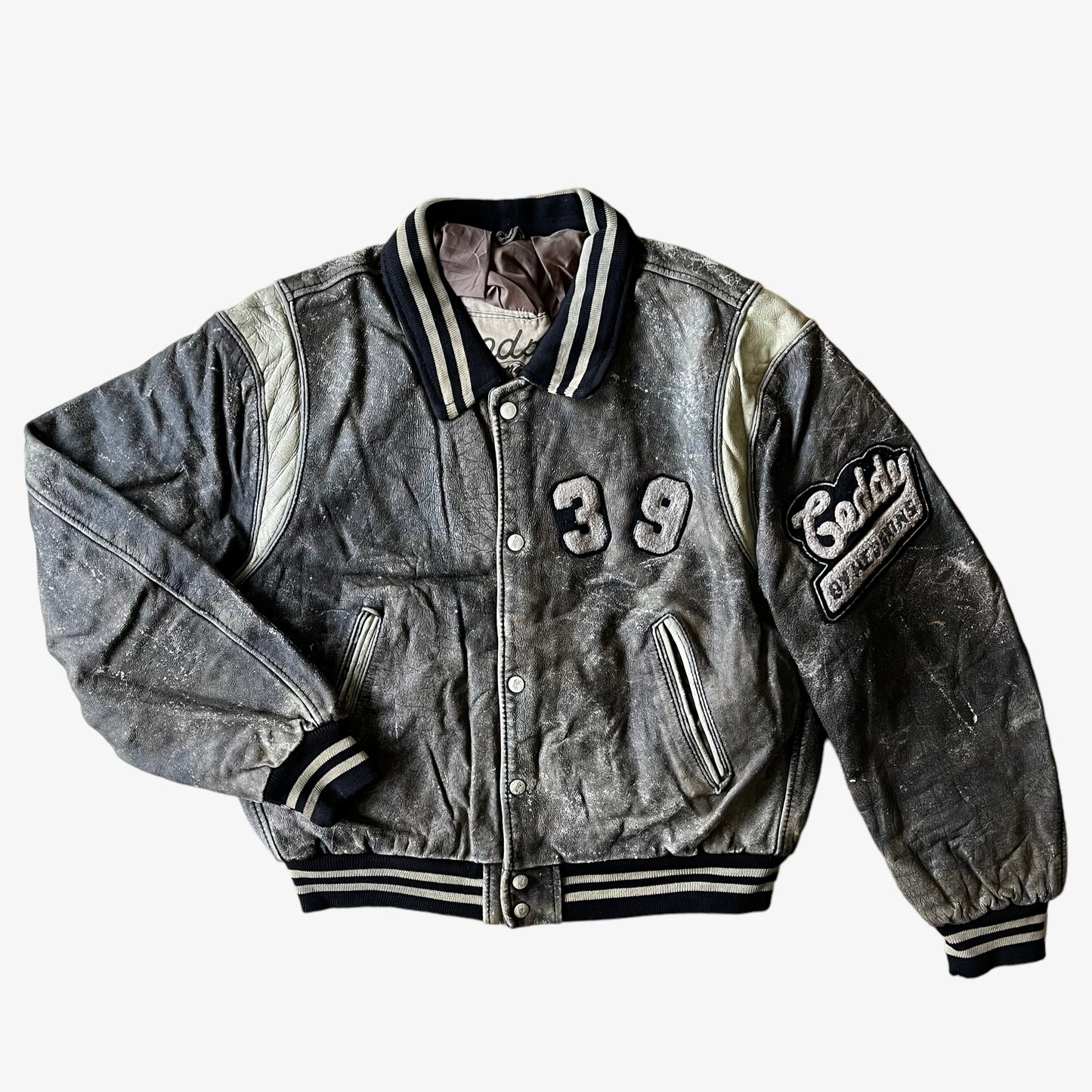 Vintage 90s Redskins 39 Teddy Leather Varsity Jacket - Casspios Dream