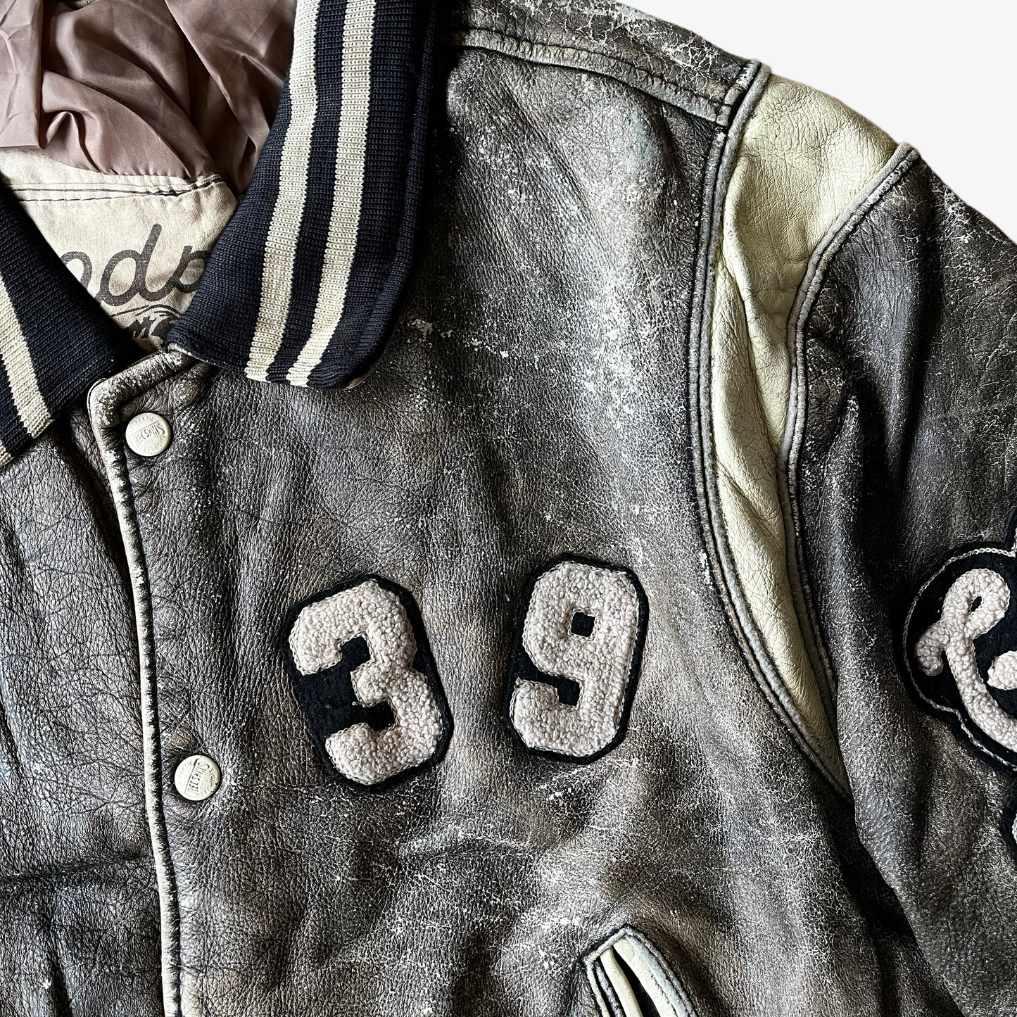 Vintage 90s Redskins 39 Teddy Leather Varsity Jacket Patch - Casspios Dream