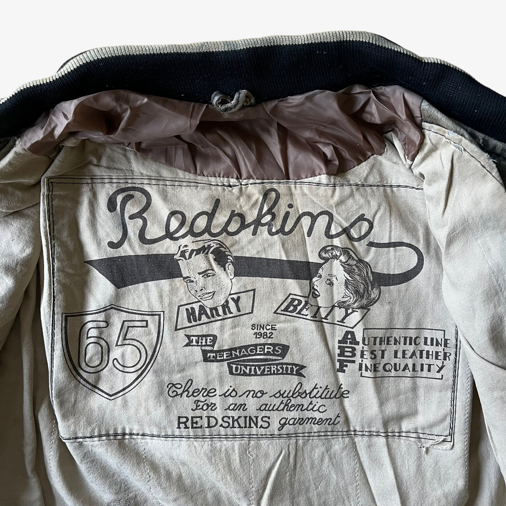 Vintage 90s Redskins 39 Teddy Leather Varsity Jacket Tag - Casspios Dream