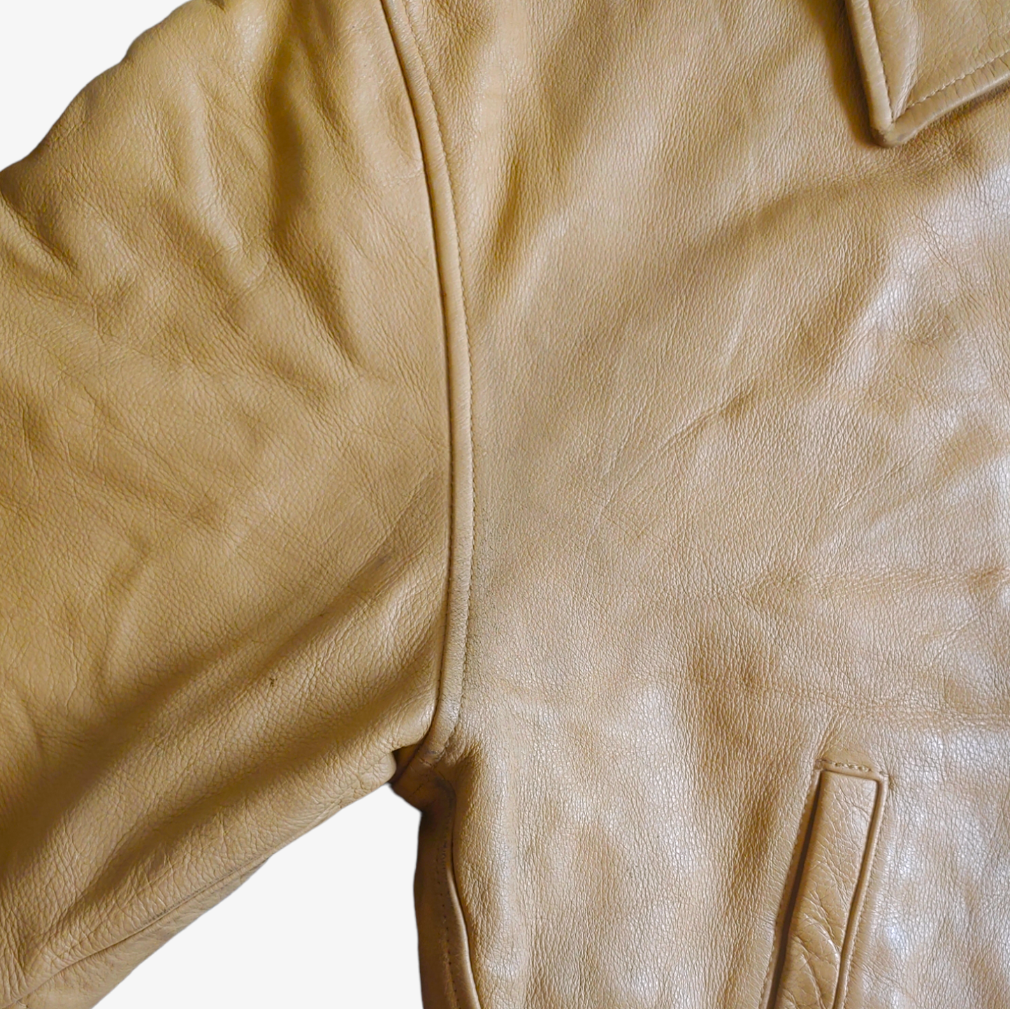 Vintage 90s Redskins Beige Leather Varsity Jacket Scuff - Casspios Dream