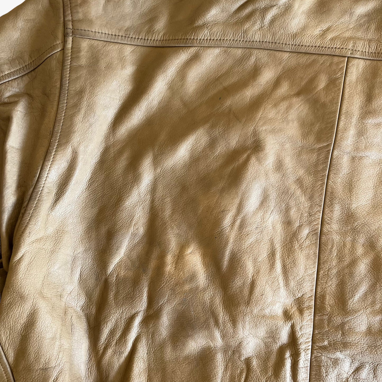 Vintage 90s Redskins Beige Leather Varsity Jacket Wear - Casspios Dream