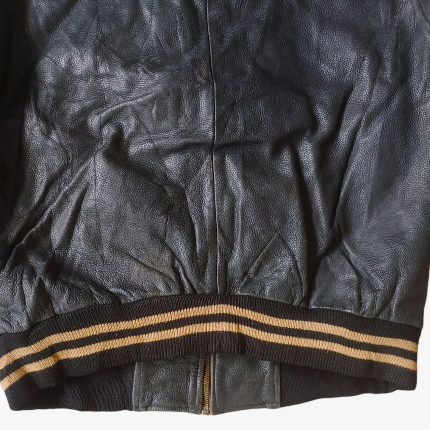 Vintage 90s Redskins Black Leather Varsity Jacket Back - Casspios Dream