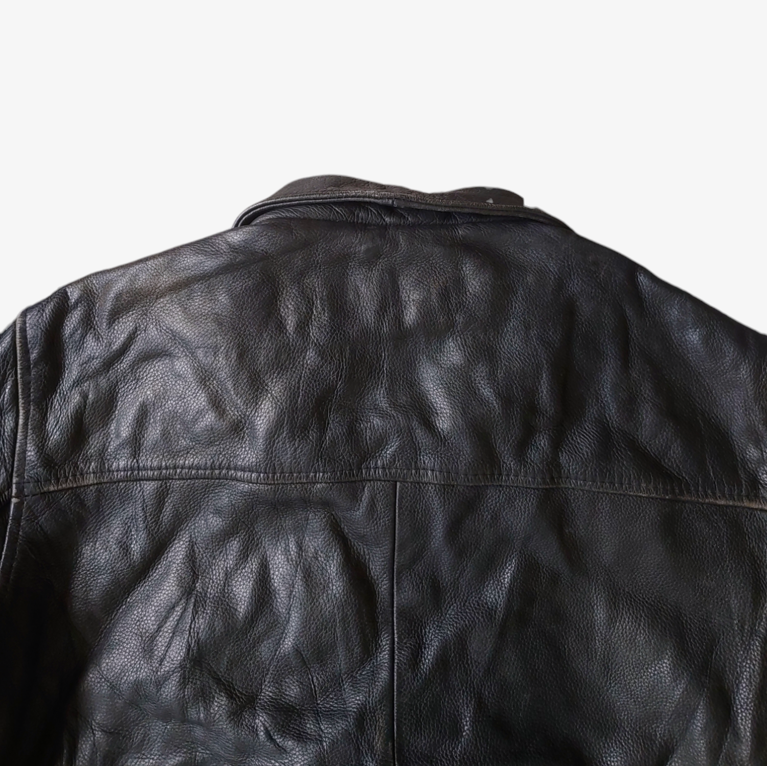 Vintage 90s Redskins Black Leather Varsity Jacket Back Collar - Casspios Dream