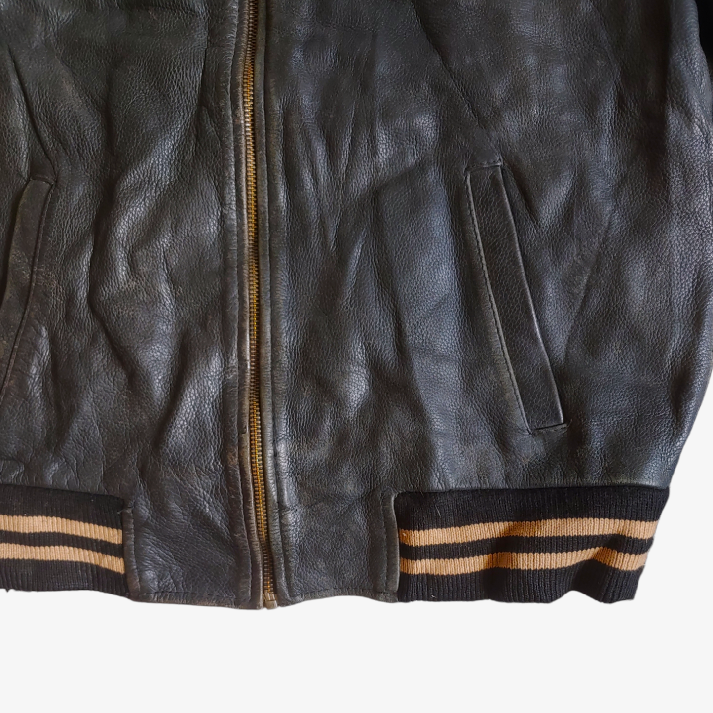 Vintage 90s Redskins Black Leather Varsity Jacket Bottom - Casspios Dream