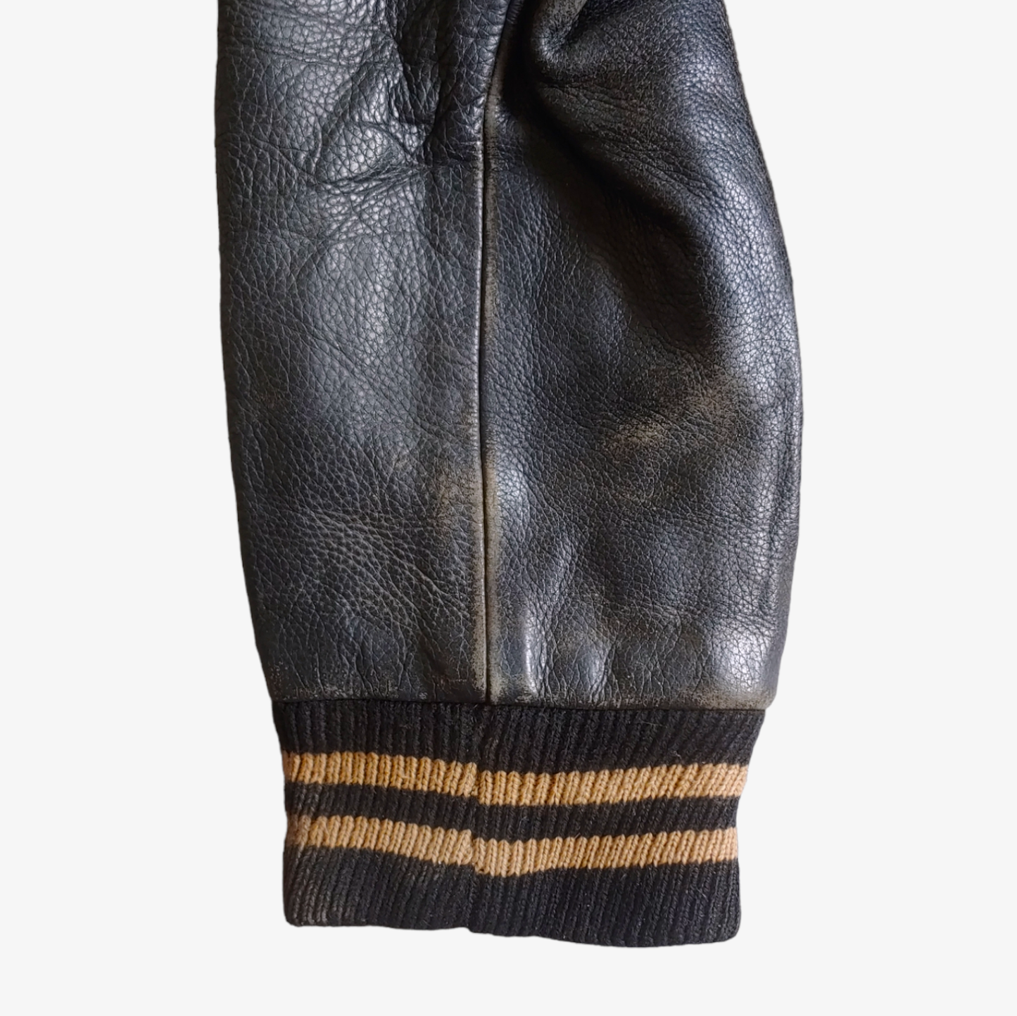 Vintage 90s Redskins Black Leather Varsity Jacket Cuff - Casspios Dream