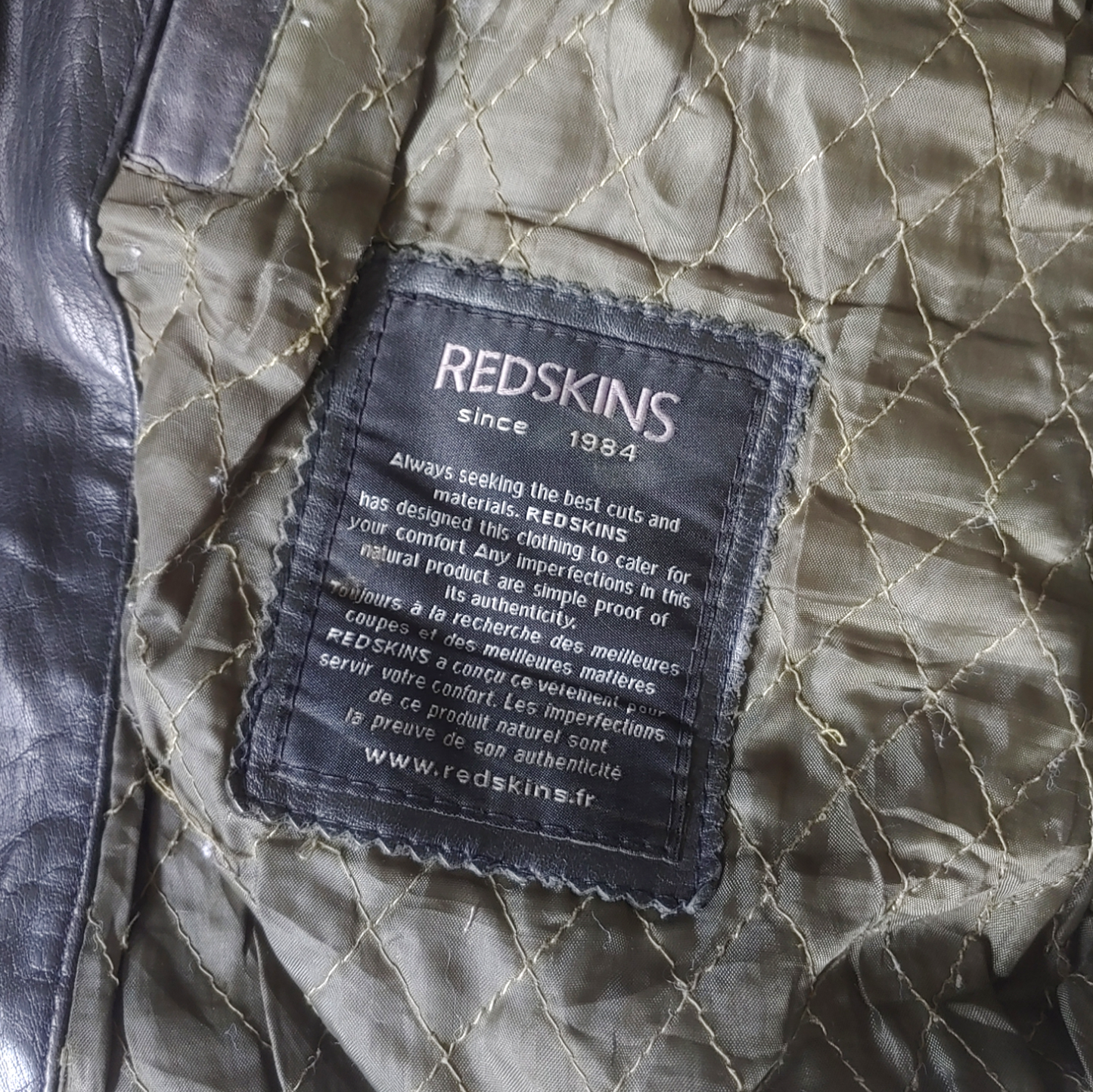 Vintage 90s Redskins Black Stone Leather Pilot Jacket With Fur Collar Tag - Casspios Dream