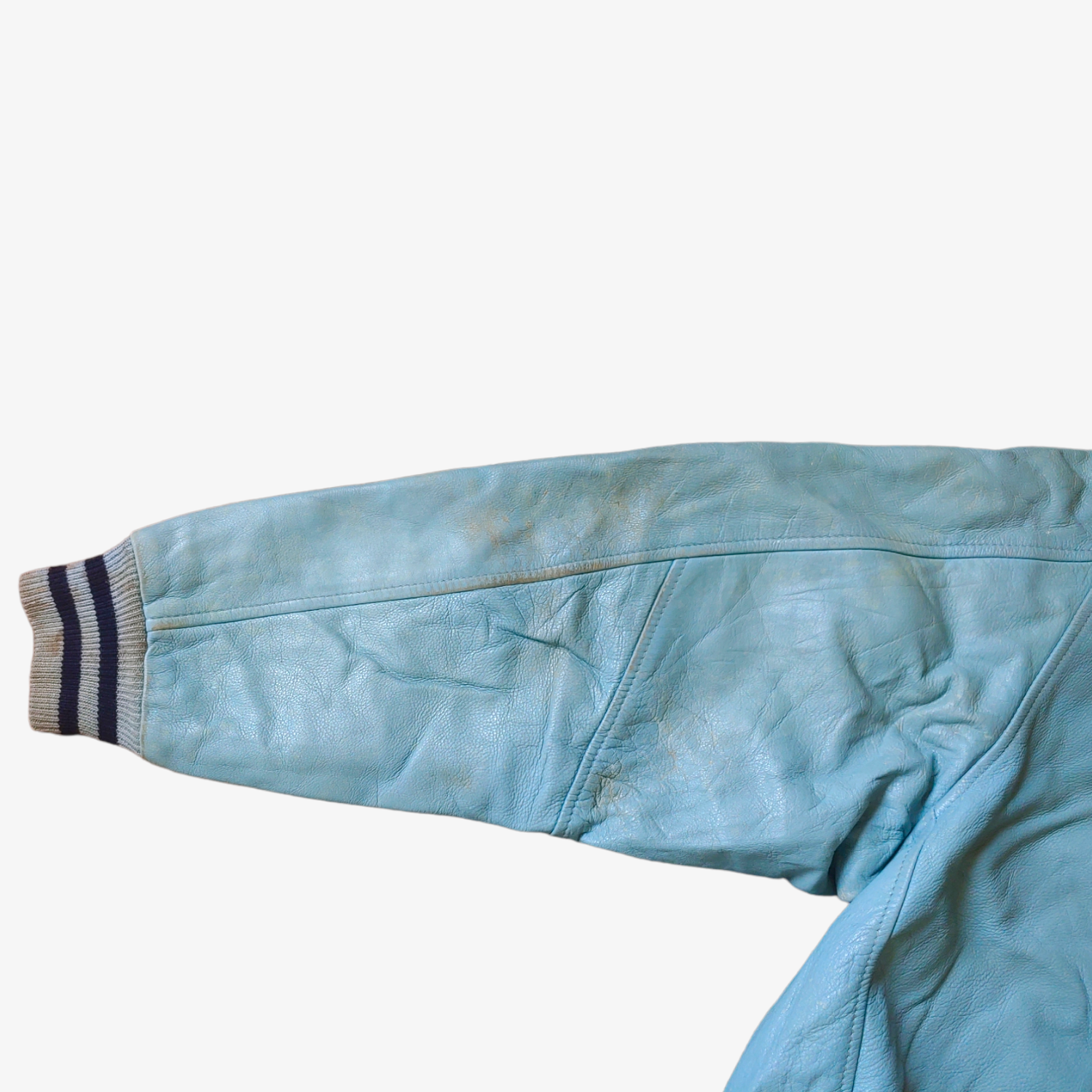 Vintage 90s Redskins Blue Leather Varsity Jacket Arm - Casspios Dream
