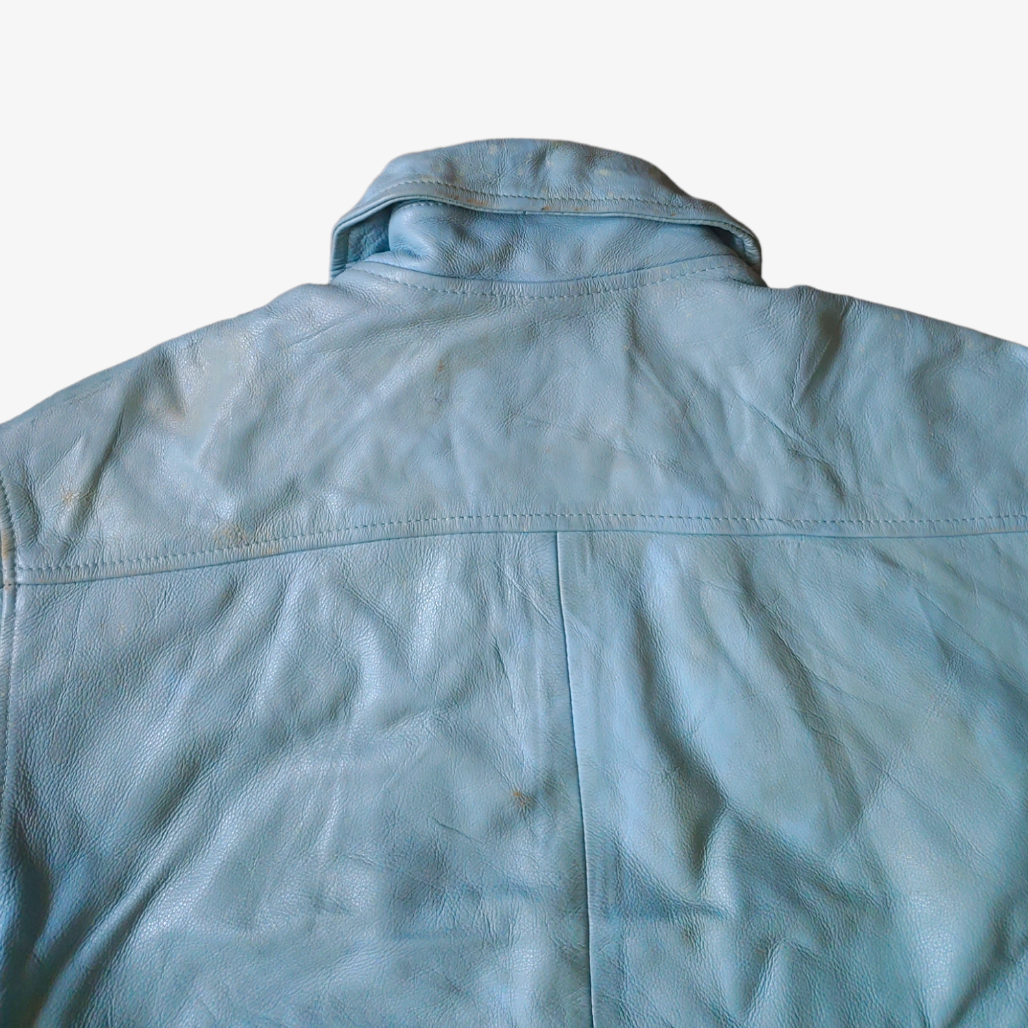 Vintage 90s Redskins Blue Leather Varsity Jacket Back - Casspios Dream