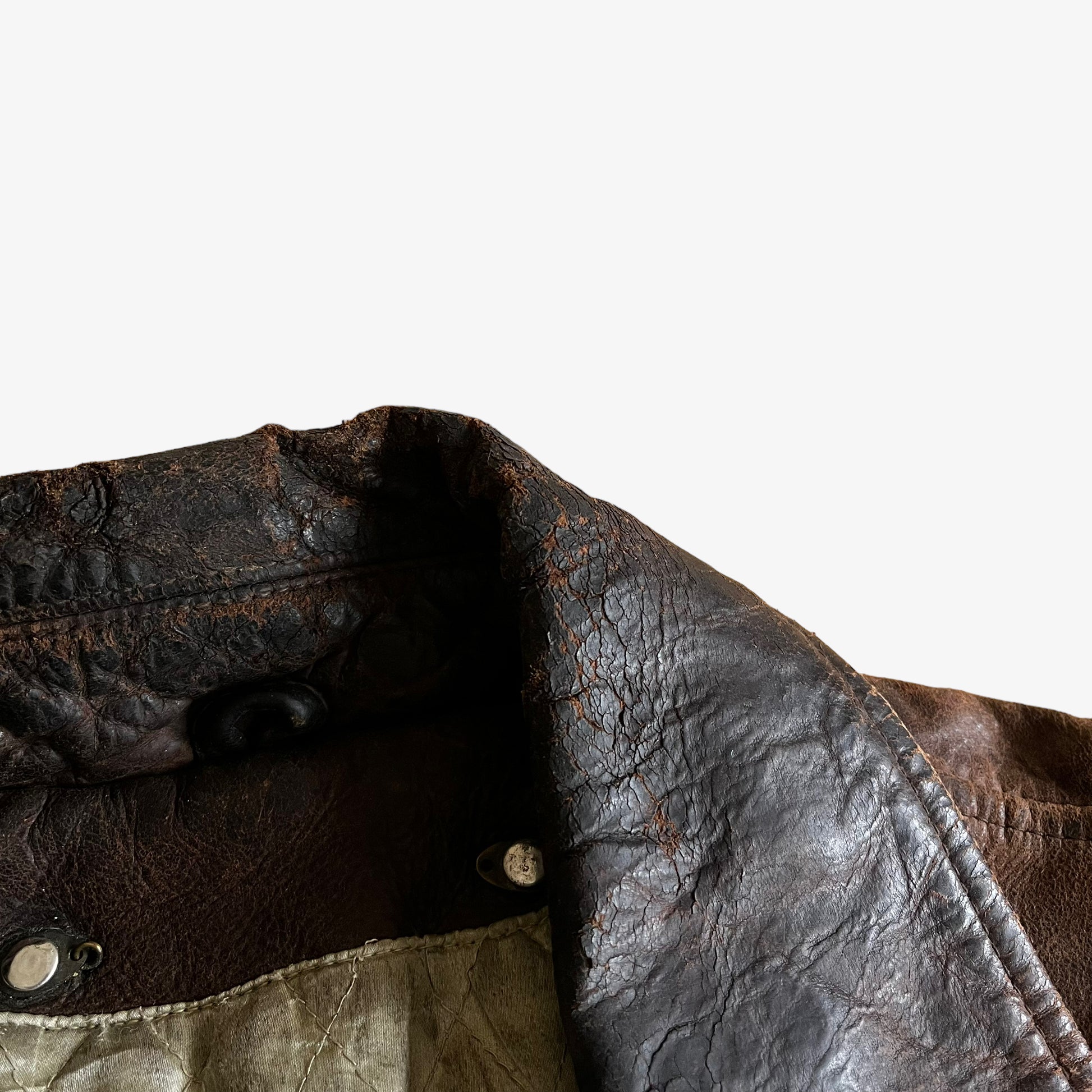 Vintage 90s Redskins Brown Leather Trucker Jacket Collar Wear - Casspios Dream