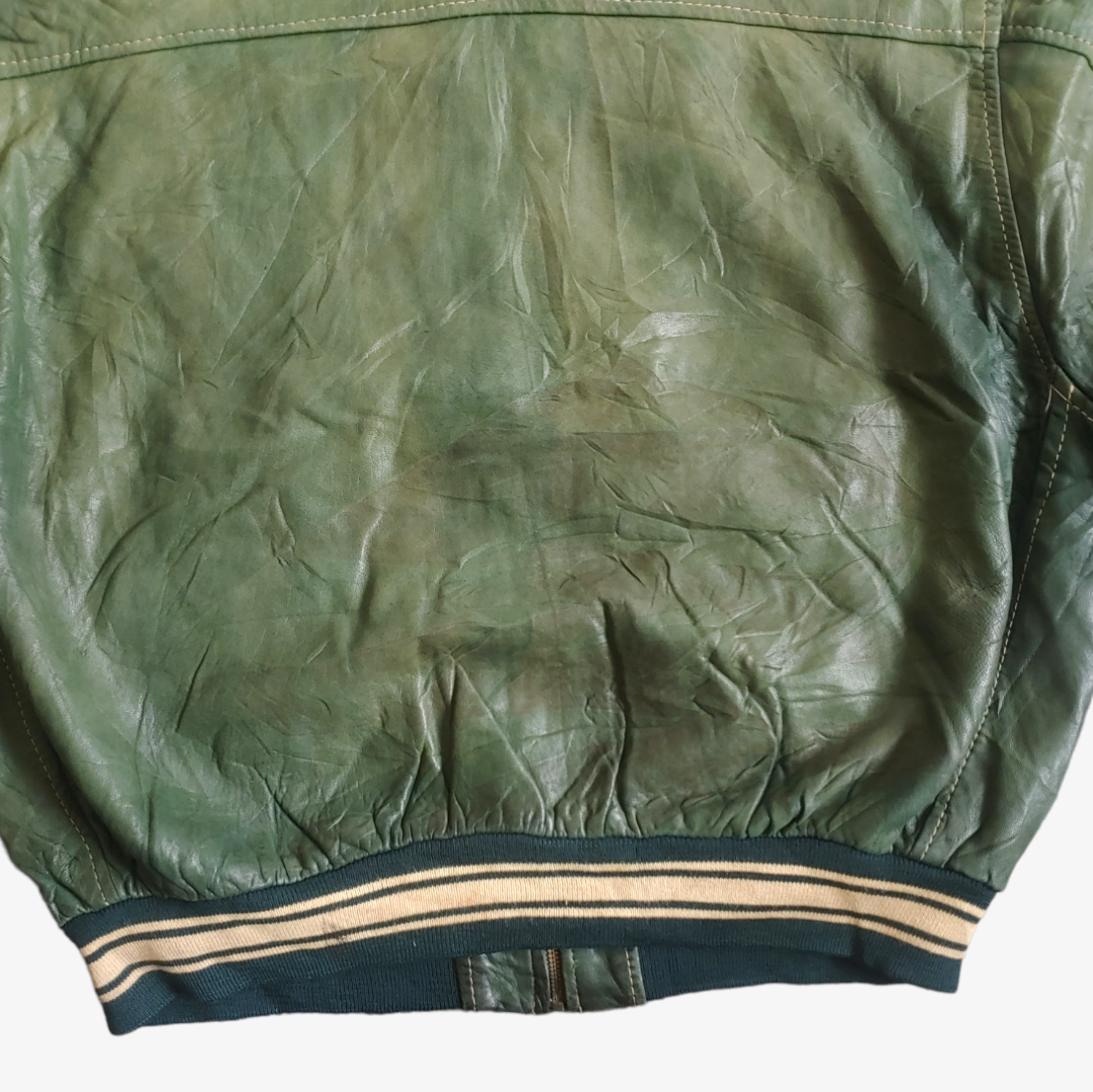 Vintage 90s Redskins Green Leather Varsity Jacket Back Mark - Casspios Dream