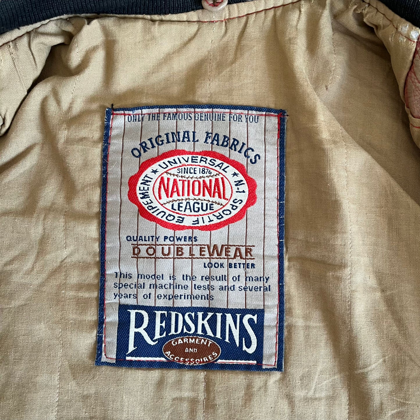 Vintage 90s Redskins Red Leather Teddy 93 Varsity Jacket Label - Casspios Dream