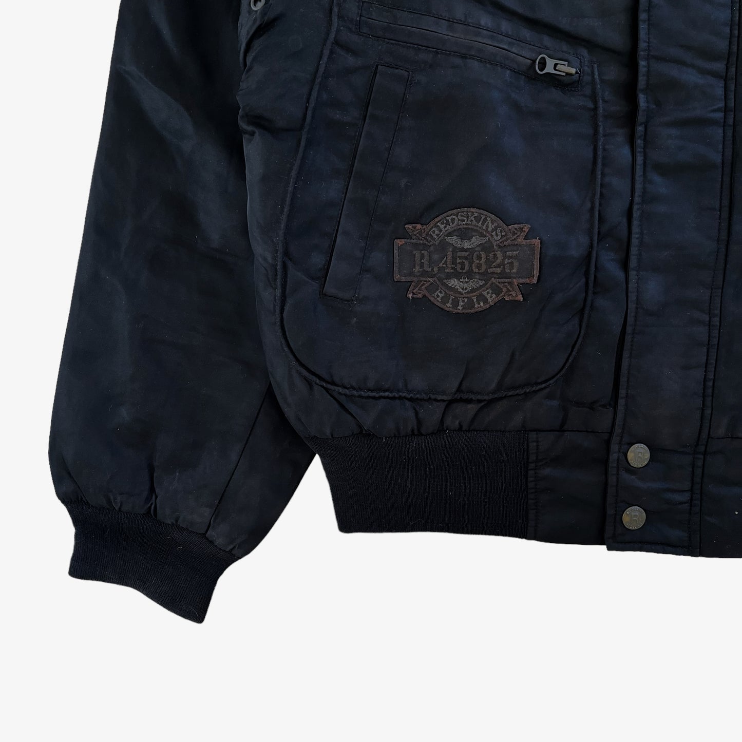 Vintage 90s Redskins Territoire Black Bomber Jacket With Fur Collar Cuff - Casspios Dream