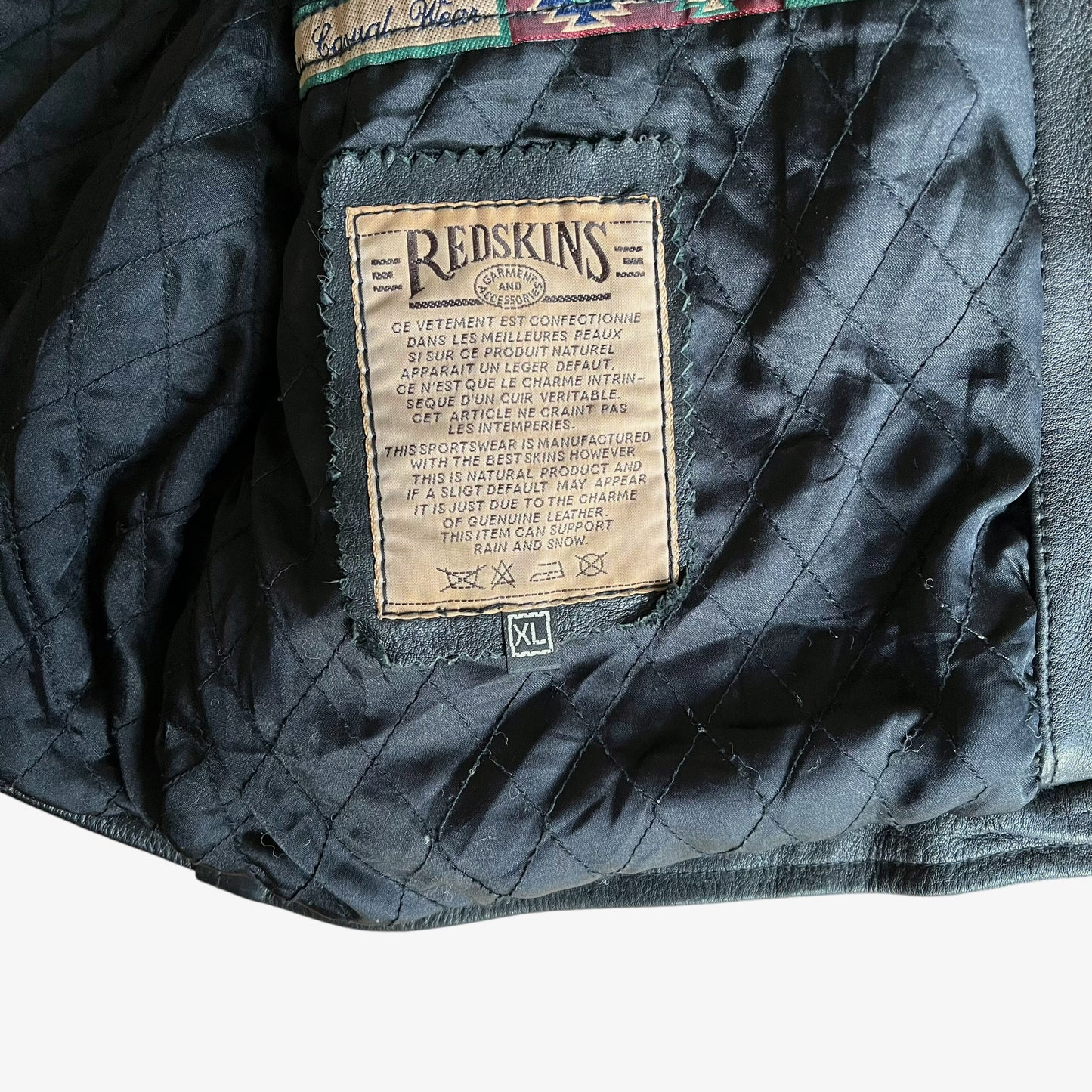 Vintage 90s Redskins Type B32 Black Leather Pilot Jacket With Fish Hook Fasteners Inside Label - Casspios Dream