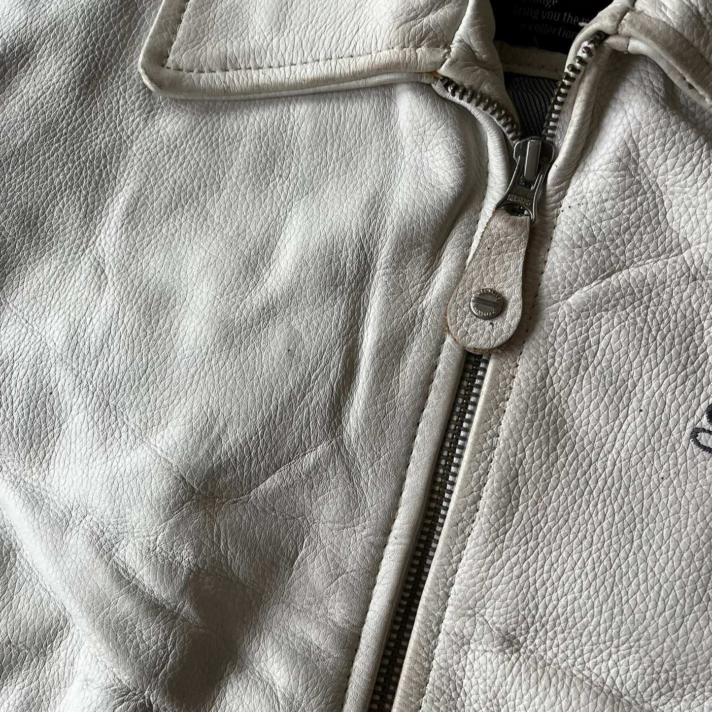 Vintage 90s Redskins White Leather Varsity Jacket Zip - Casspios Dream