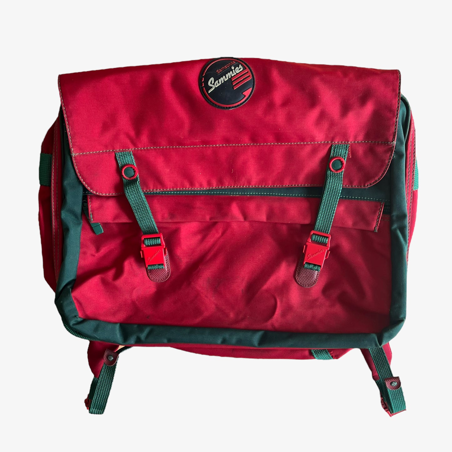 Vintage 90s Samsonite Sammies Red And Green Messenger Backpack - Casspios Dream