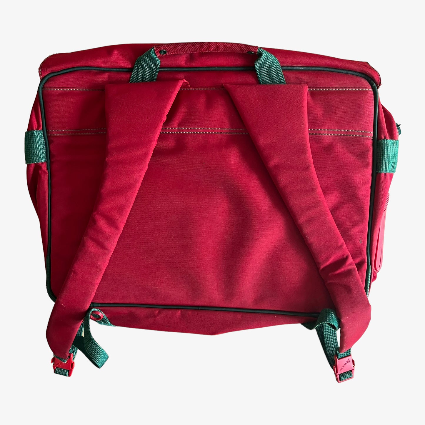 Vintage 90s Samsonite Sammies Red And Green Messenger Backpack Back - Casspios Dream