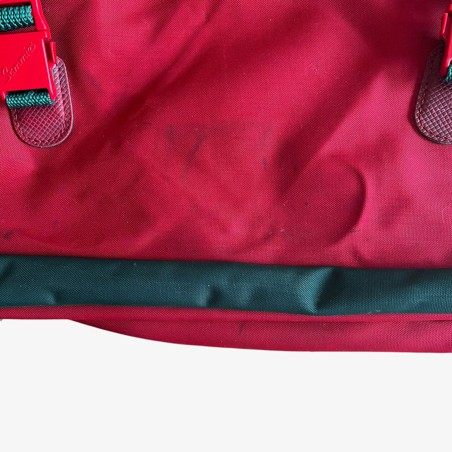 Vintage 90s Samsonite Sammies Red And Green Messenger Backpack Mark - Casspios Dream