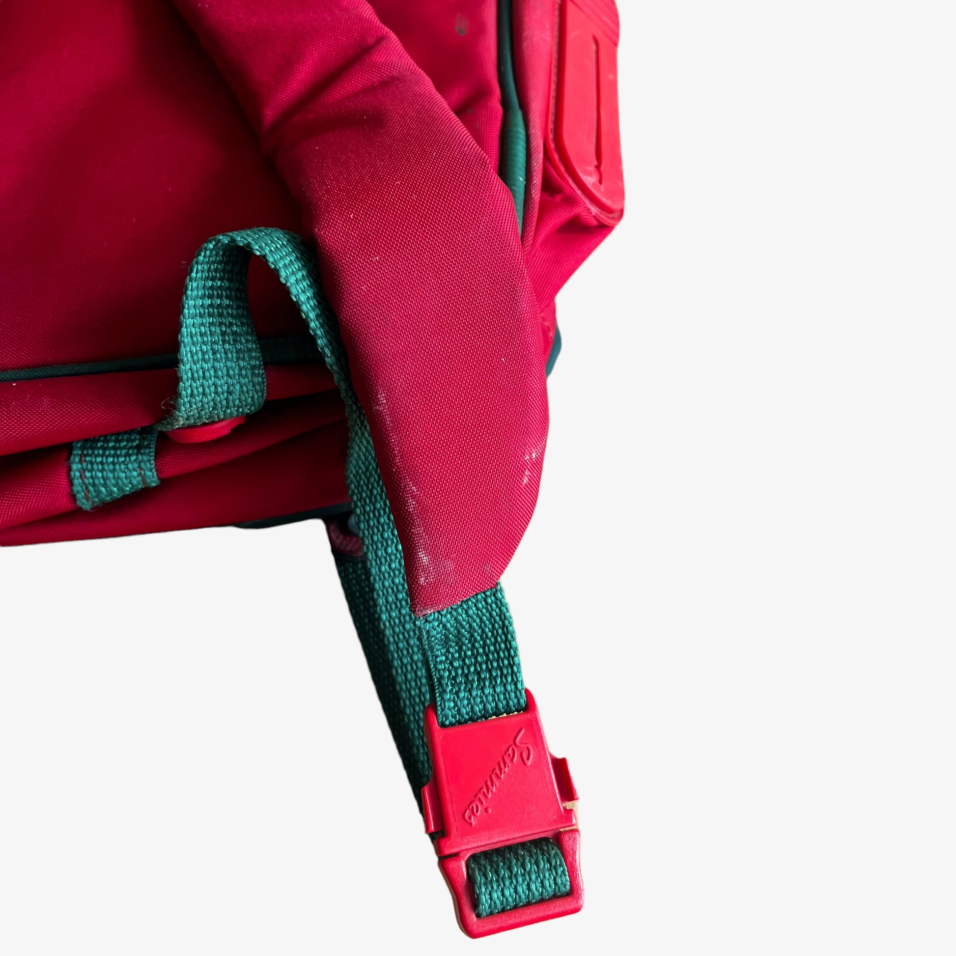 Vintage 90s Samsonite Sammies Red And Green Messenger Backpack Strap - Casspios Dream