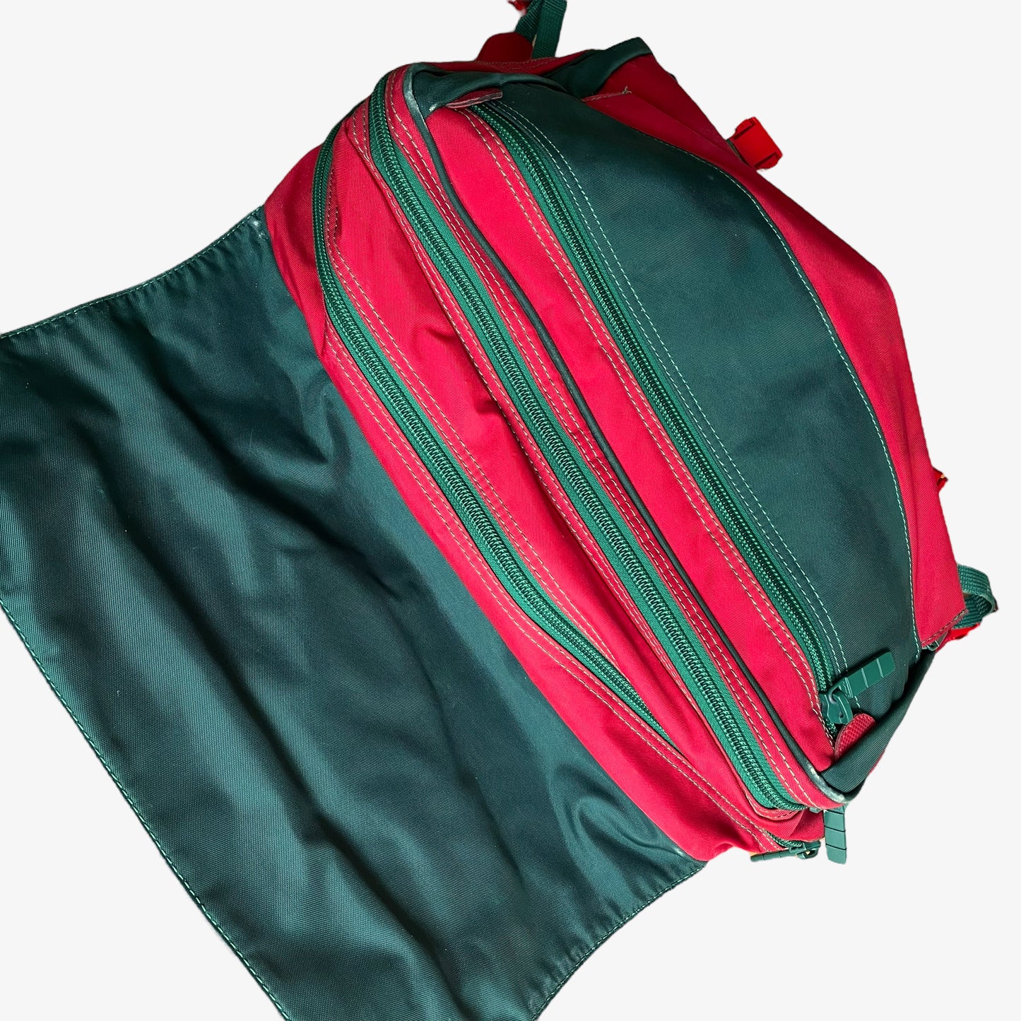 Vintage 90s Samsonite Sammies Red And Green Messenger Backpack Zipped - Casspios Dream