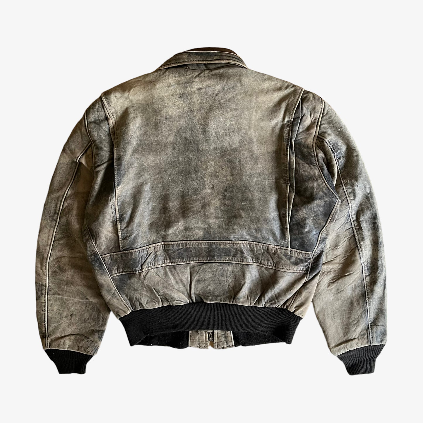 Vintage 90s Schott Brown Leather Pilot Jacket Back - Casspios Dream