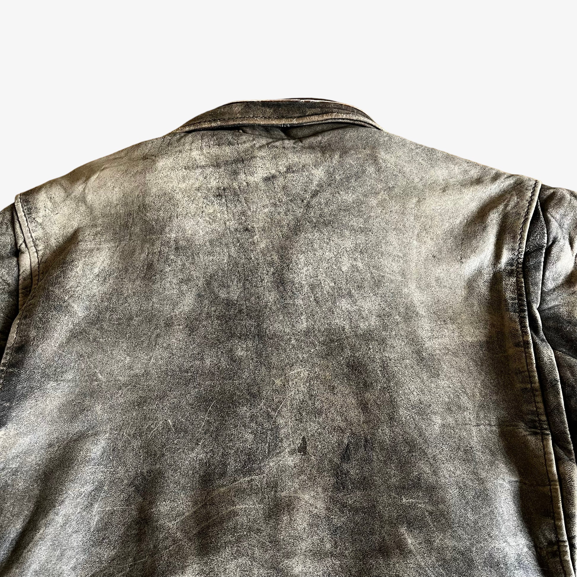 Vintage 90s Schott Brown Leather Pilot Jacket Back Wear - Casspios Dream